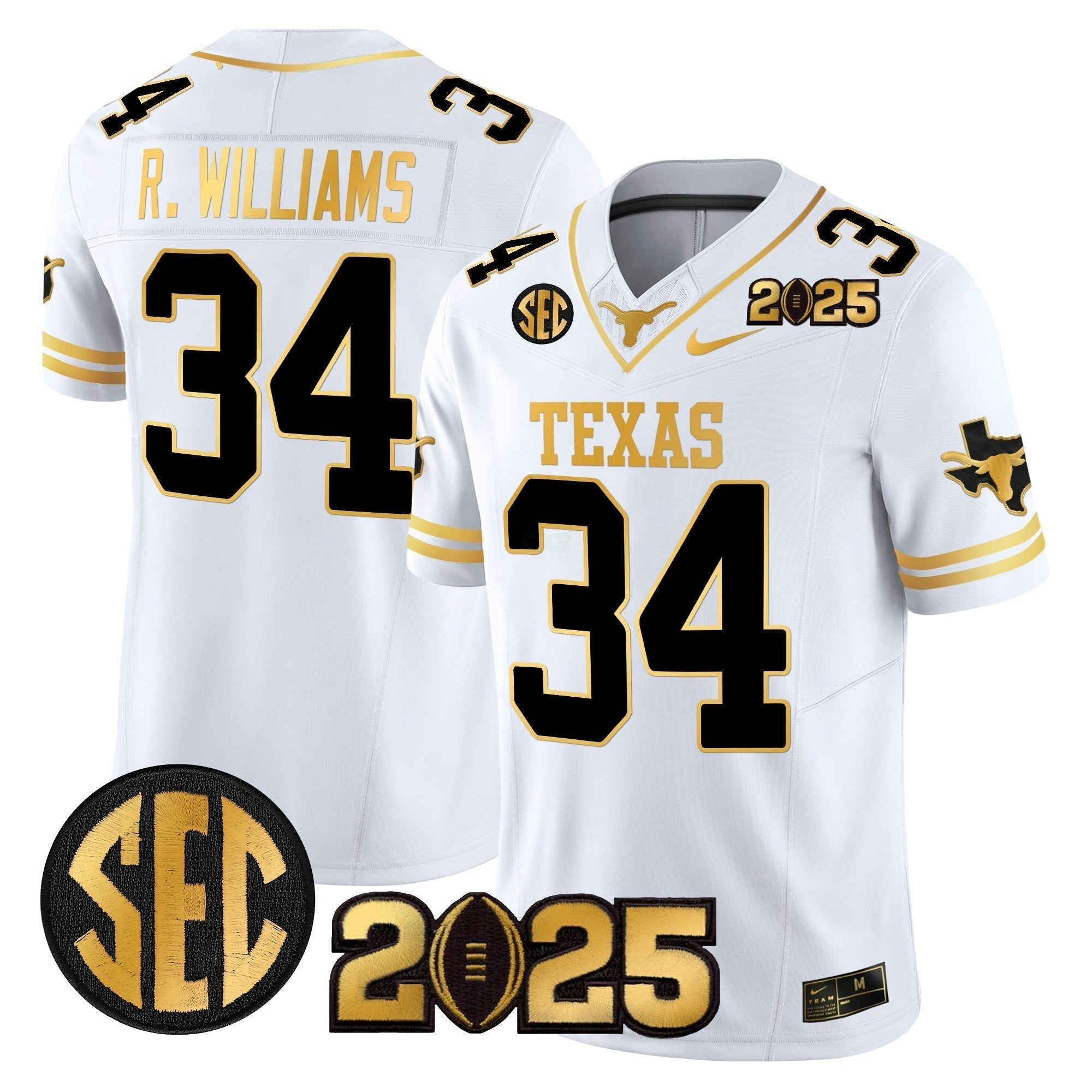 Camisa NCAA 2025 College Football Playoff Final Gold Patch Vapor Limited Jersey