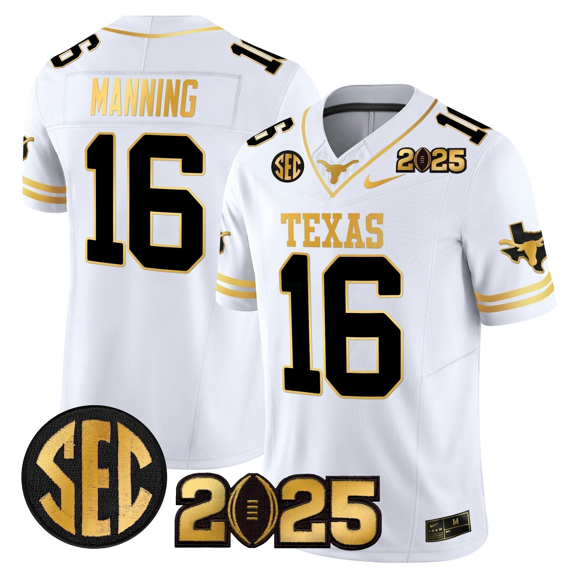 Camisa NCAA 2025 College Football Playoff Final Gold Patch Vapor Limited Jersey