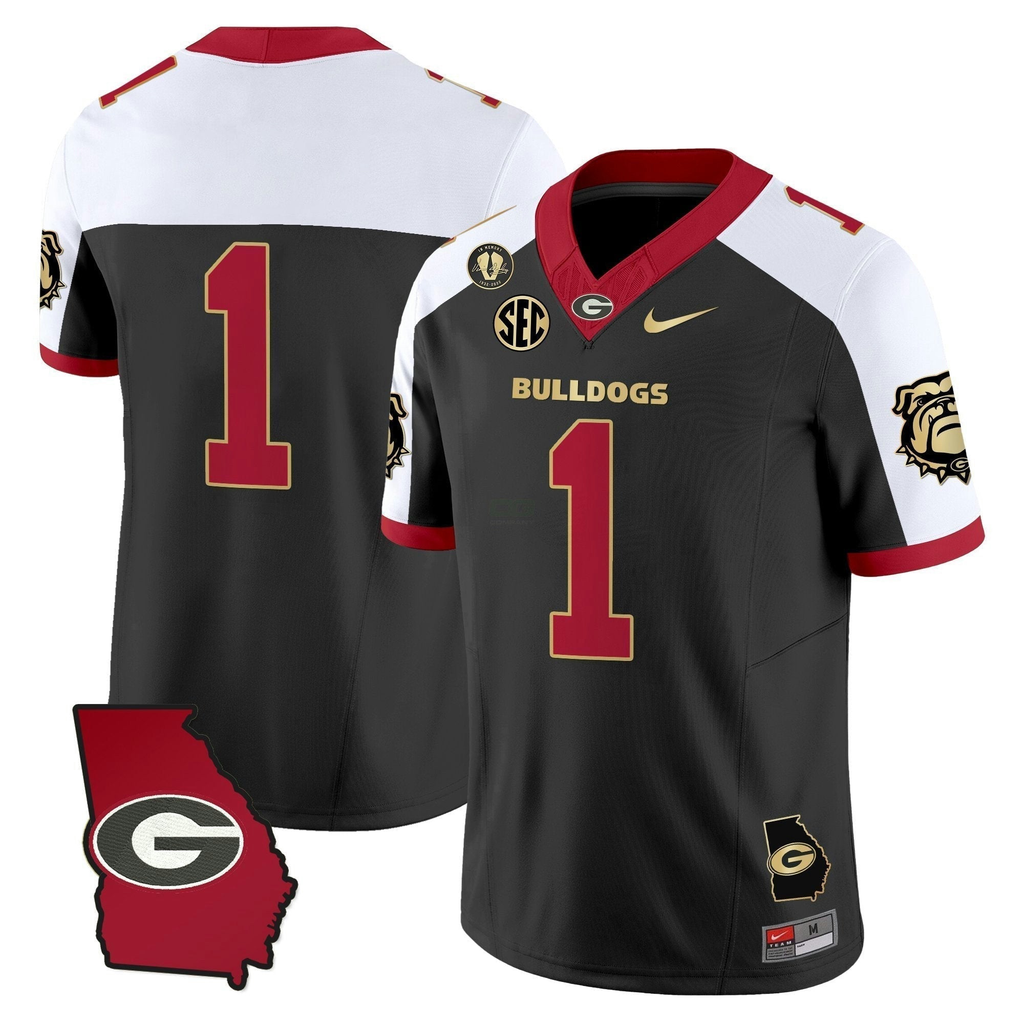 Camisa NCAA 2025 Georgia Map & Vince Dooley Patch Vapor Limited Jersey