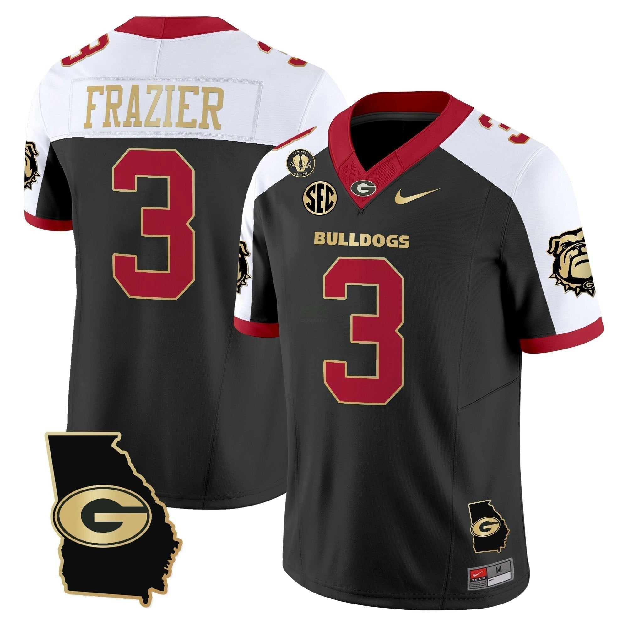 Camisa NCAA 2025 Georgia Map & Vince Dooley Patch Vapor Limited Jersey