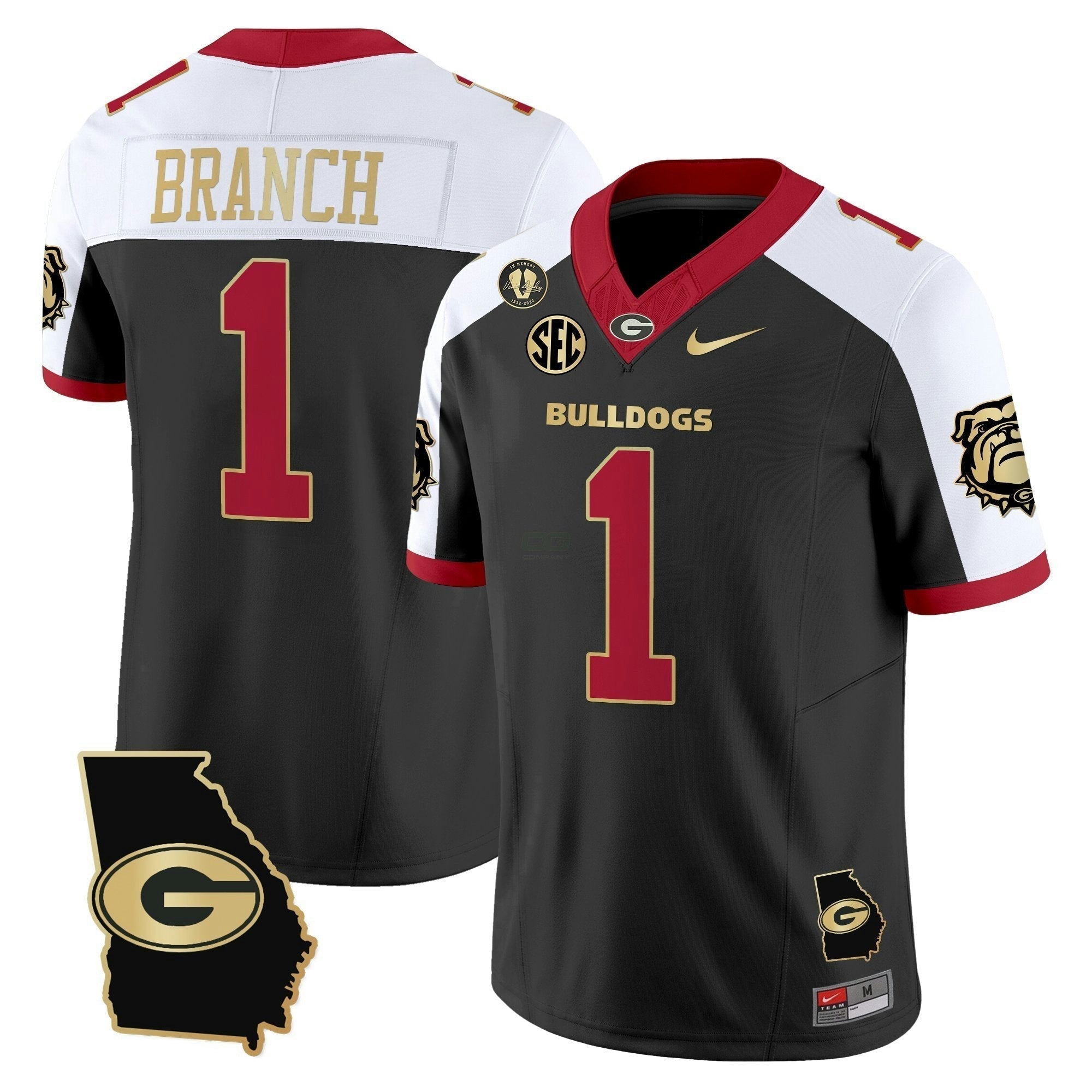 Camisa NCAA 2025 Georgia Map & Vince Dooley Patch Vapor Limited Jersey