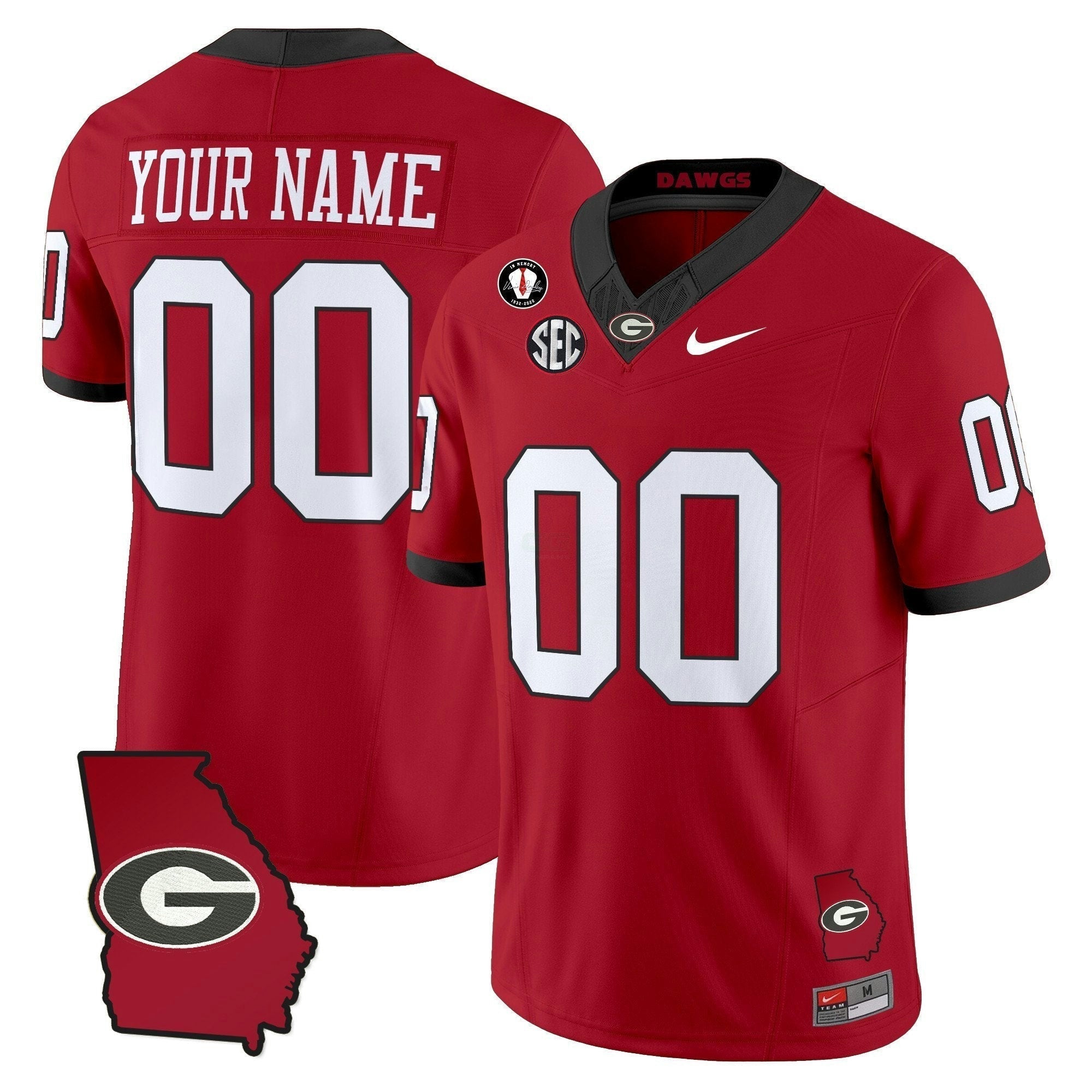 Camisa NCAA 2025 Georgia Map & Vince Dooley Patch Vapor Limited Jersey