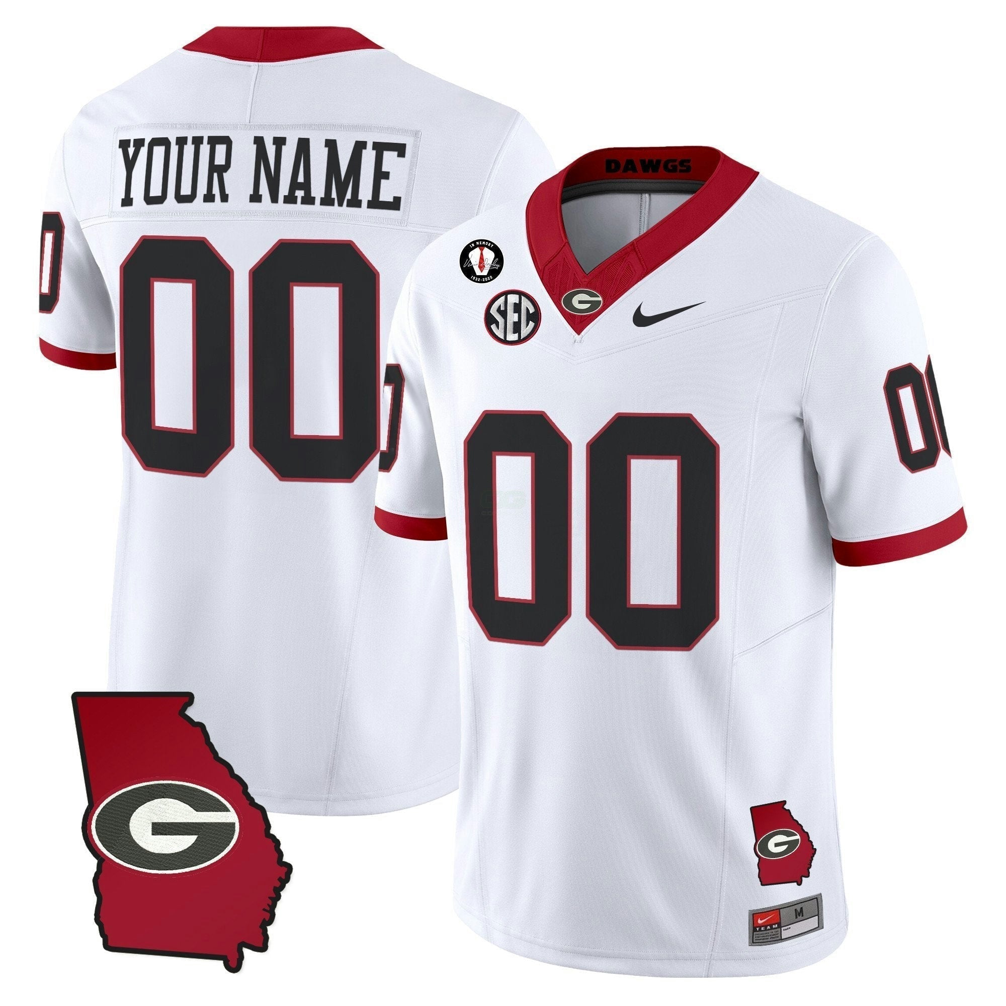 Camisa NCAA 2025 Georgia Map & Vince Dooley Patch Vapor Limited Jersey