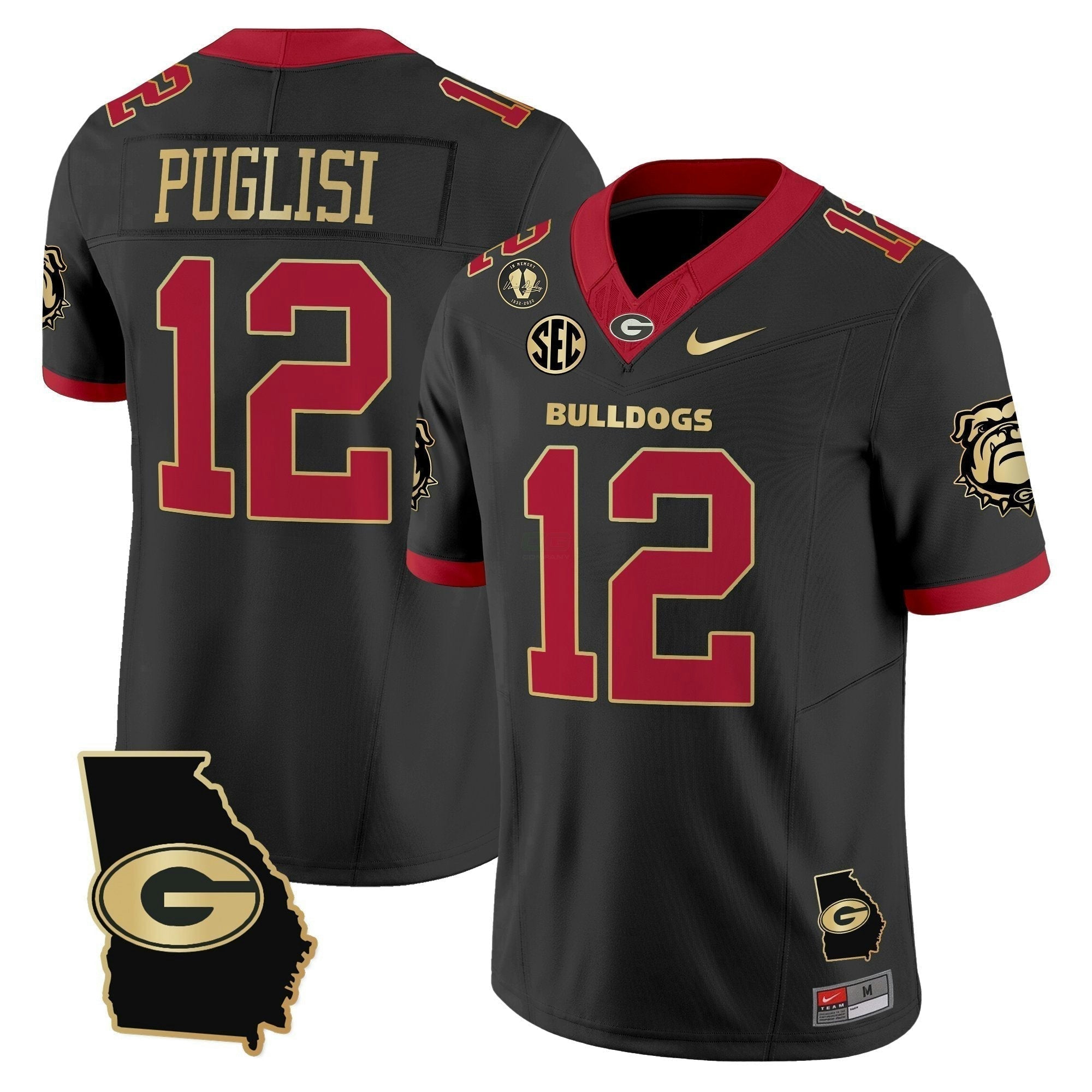 Camisa NCAA 2025 Georgia Map & Vince Dooley Patch Vapor Limited Jersey