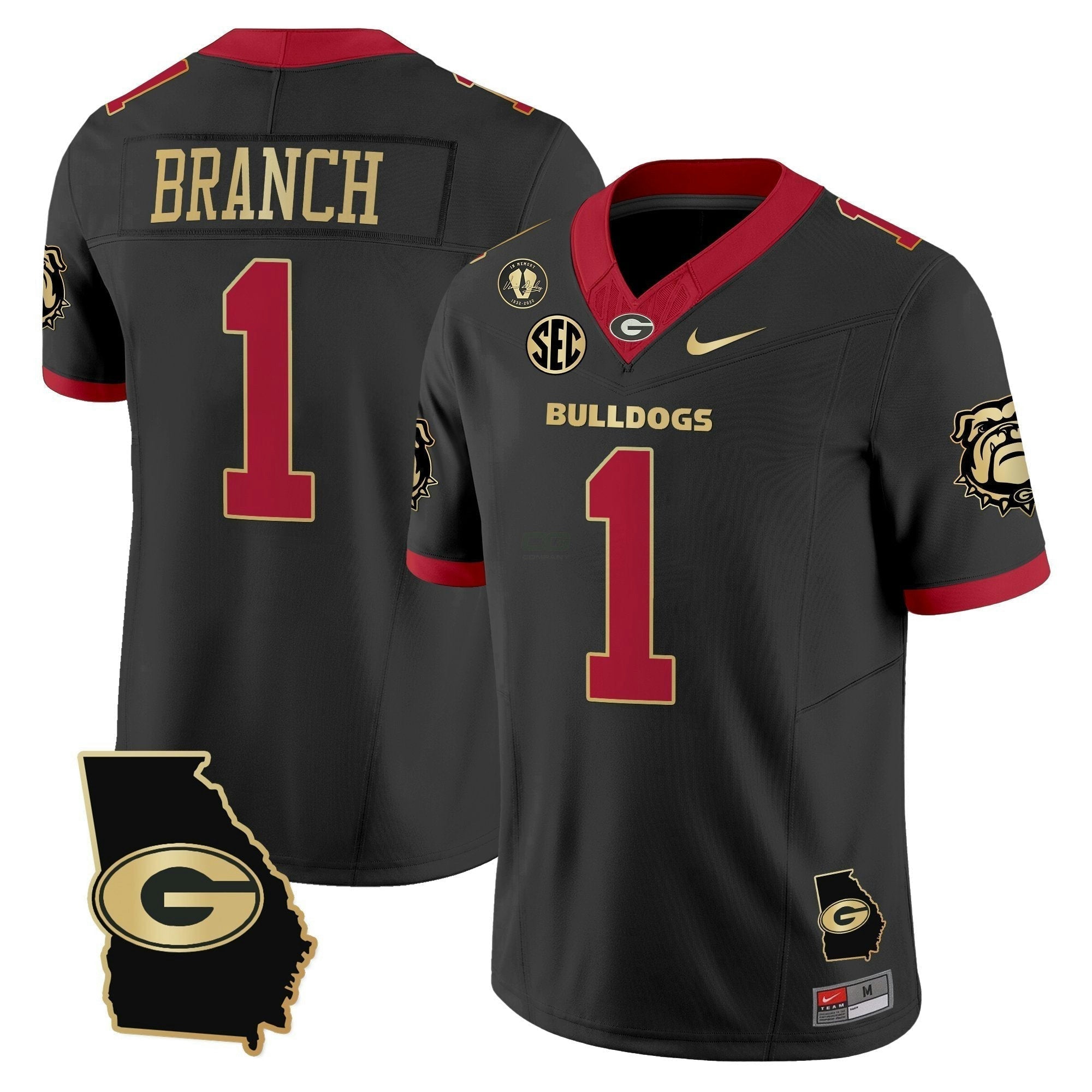Camisa NCAA 2025 Georgia Map & Vince Dooley Patch Vapor Limited Jersey