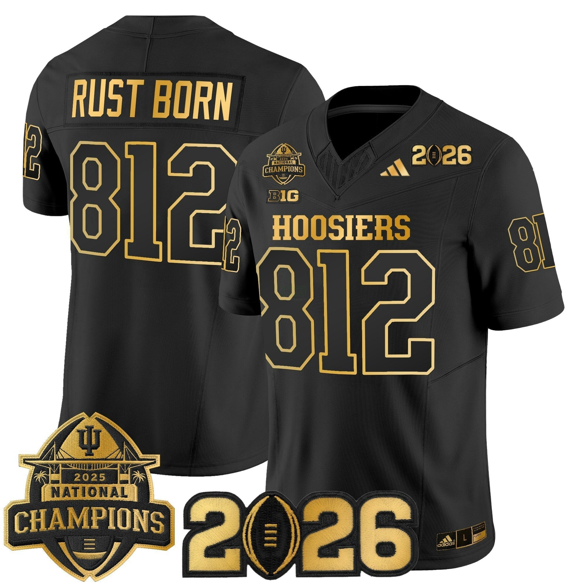 Camisa NCAA 2025 National Champions & 2026 College Football Playoff Final Patch Dourada Vapor Limited Jersey
