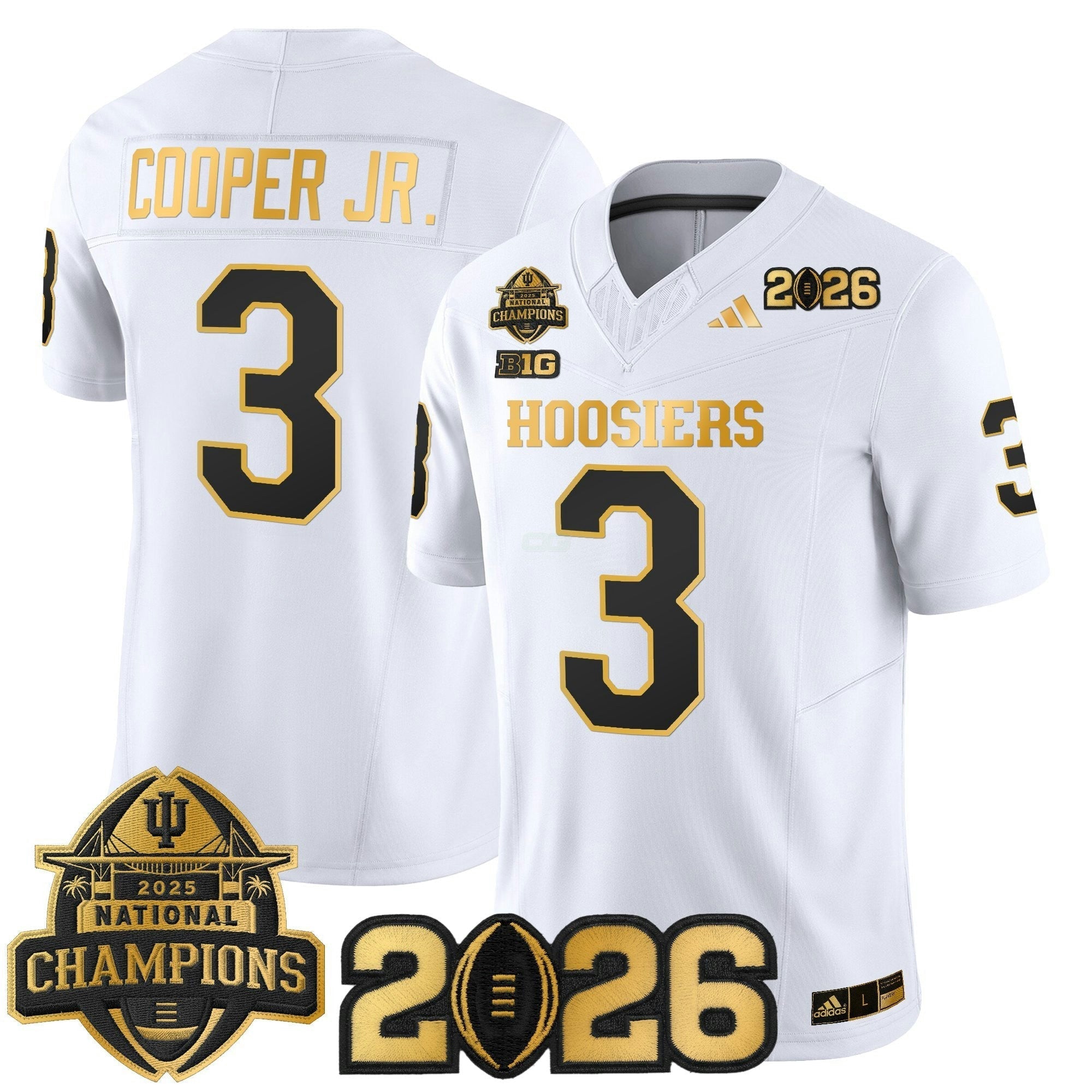 Camisa NCAA 2025 National Champions & 2026 College Football Playoff Final Patch Dourada Vapor Limited Jersey