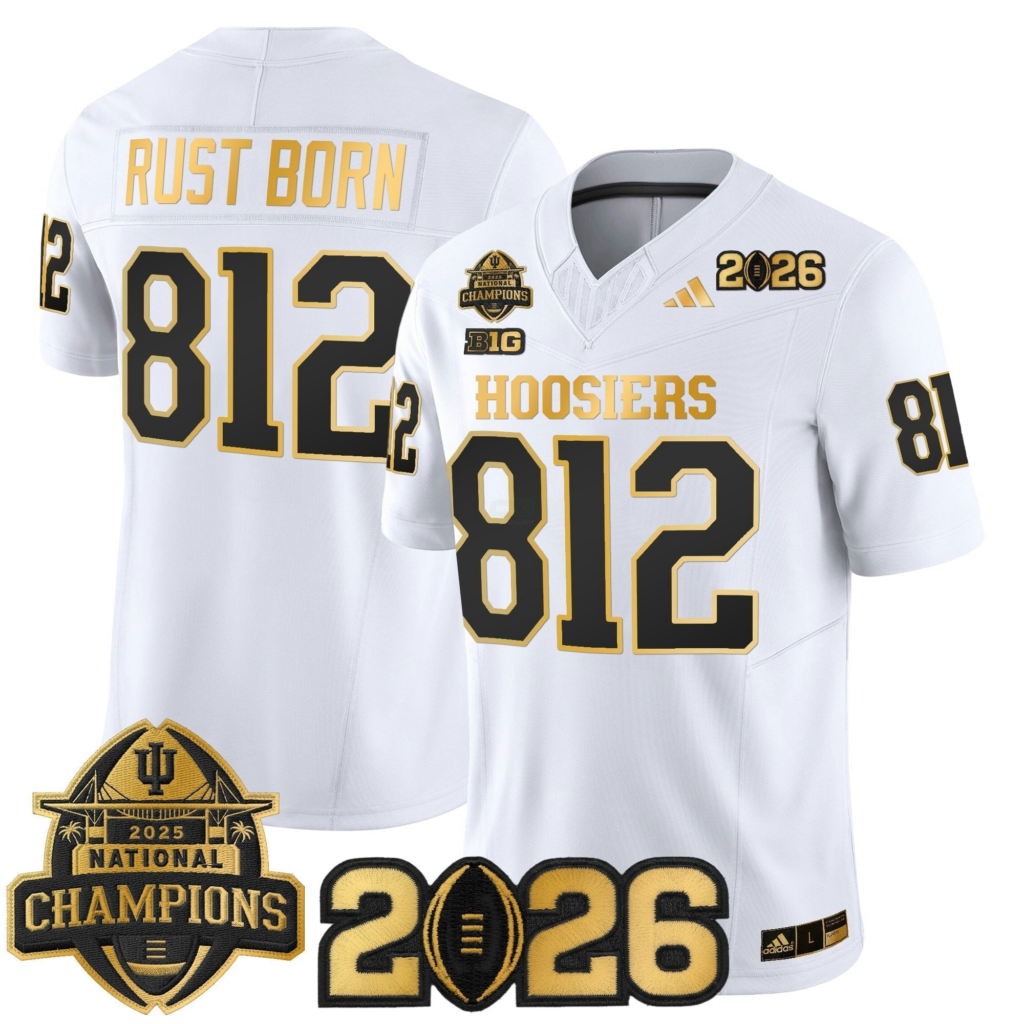 Camisa NCAA 2025 National Champions & 2026 College Football Playoff Final Patch Dourada Vapor Limited Jersey