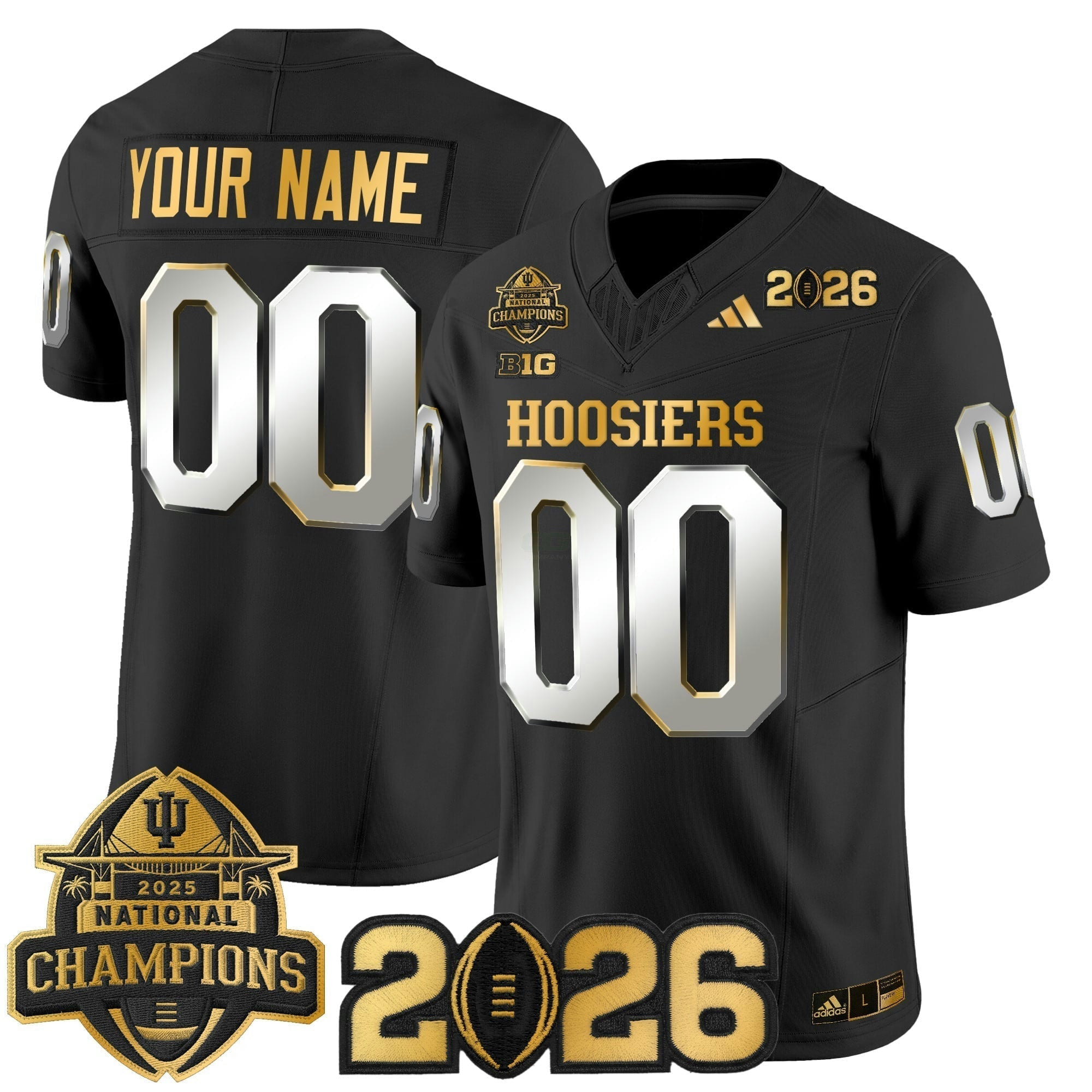 Camisa NCAA 2025 National Champions & 2026 College Football Playoff Final Patch Dourada Vapor Limited Jersey