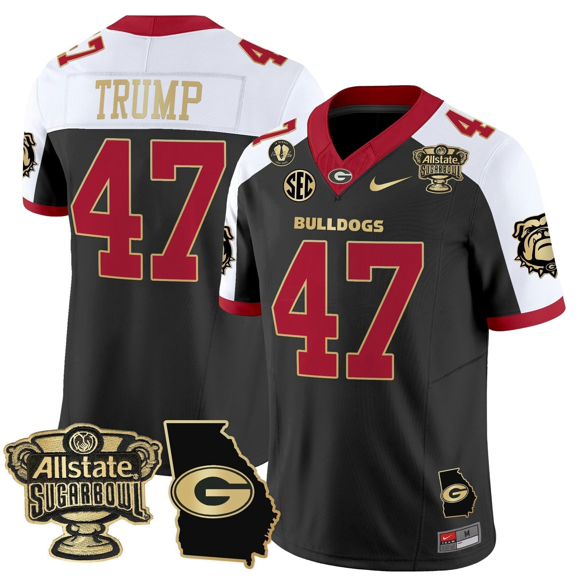 Camisa NCAA 2025 Sugar Bowl & Georgia Map Patch Vapor Limited Jersey