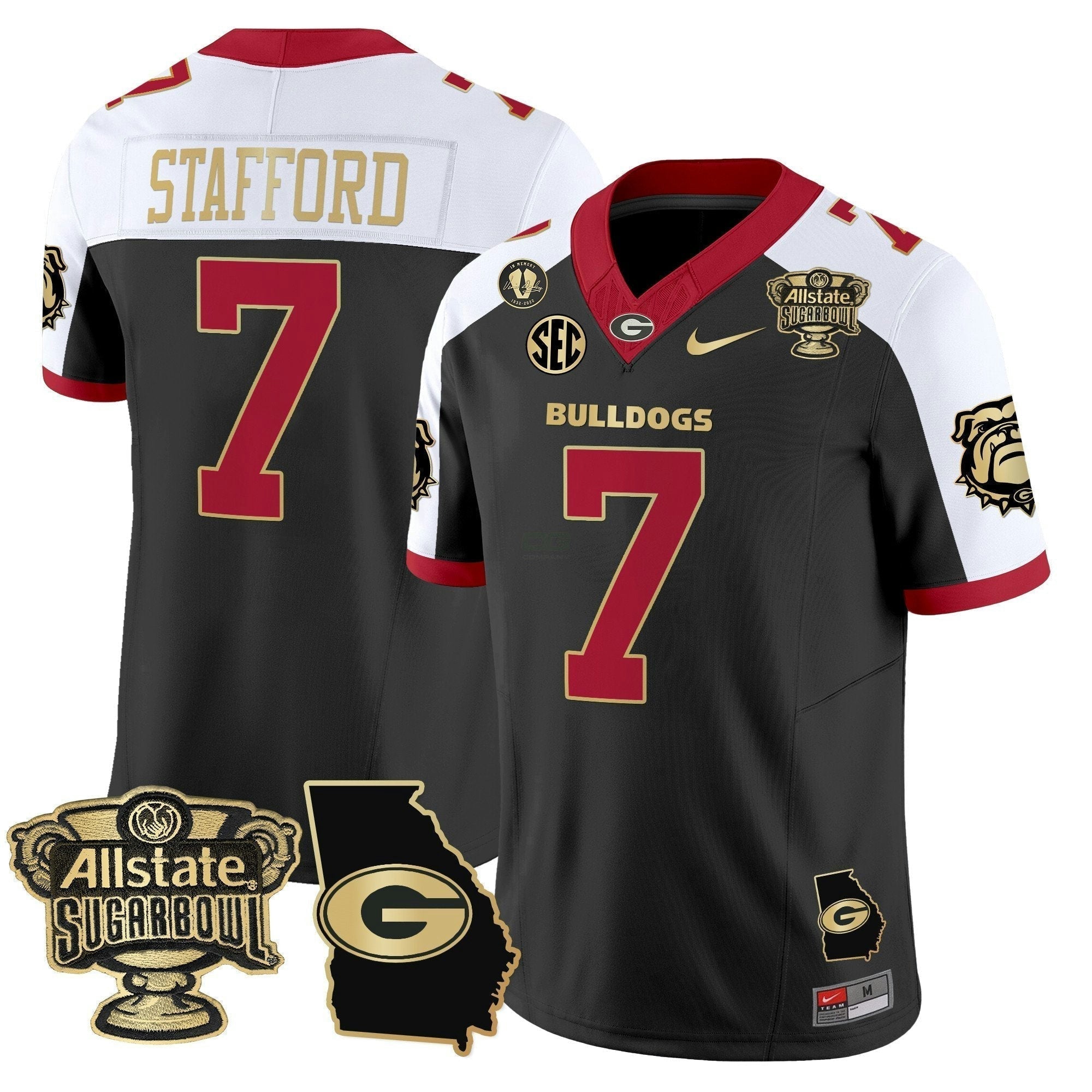 Camisa NCAA 2025 Sugar Bowl & Georgia Map Patch Vapor Limited Jersey