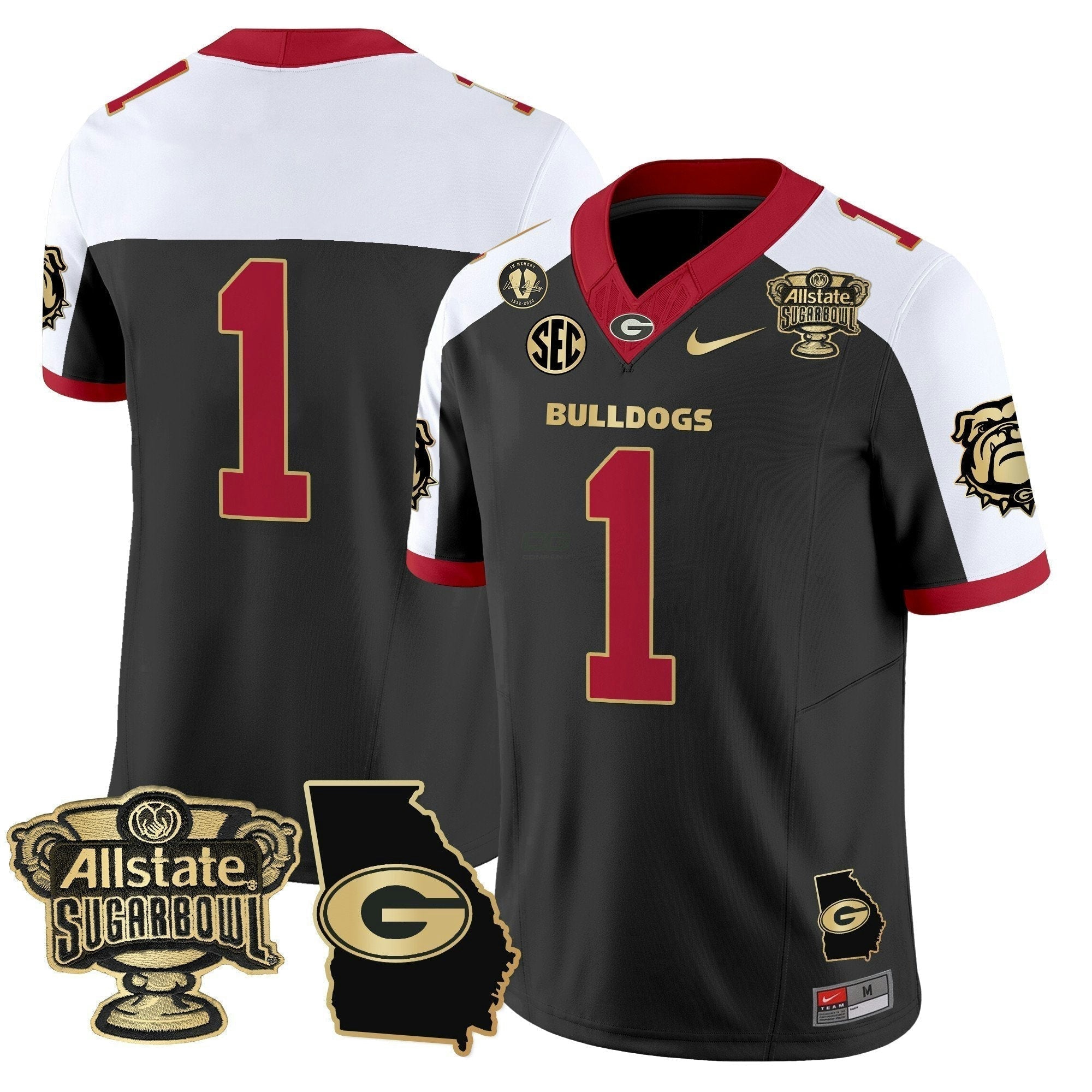 Camisa NCAA 2025 Sugar Bowl & Georgia Map Patch Vapor Limited Jersey N2