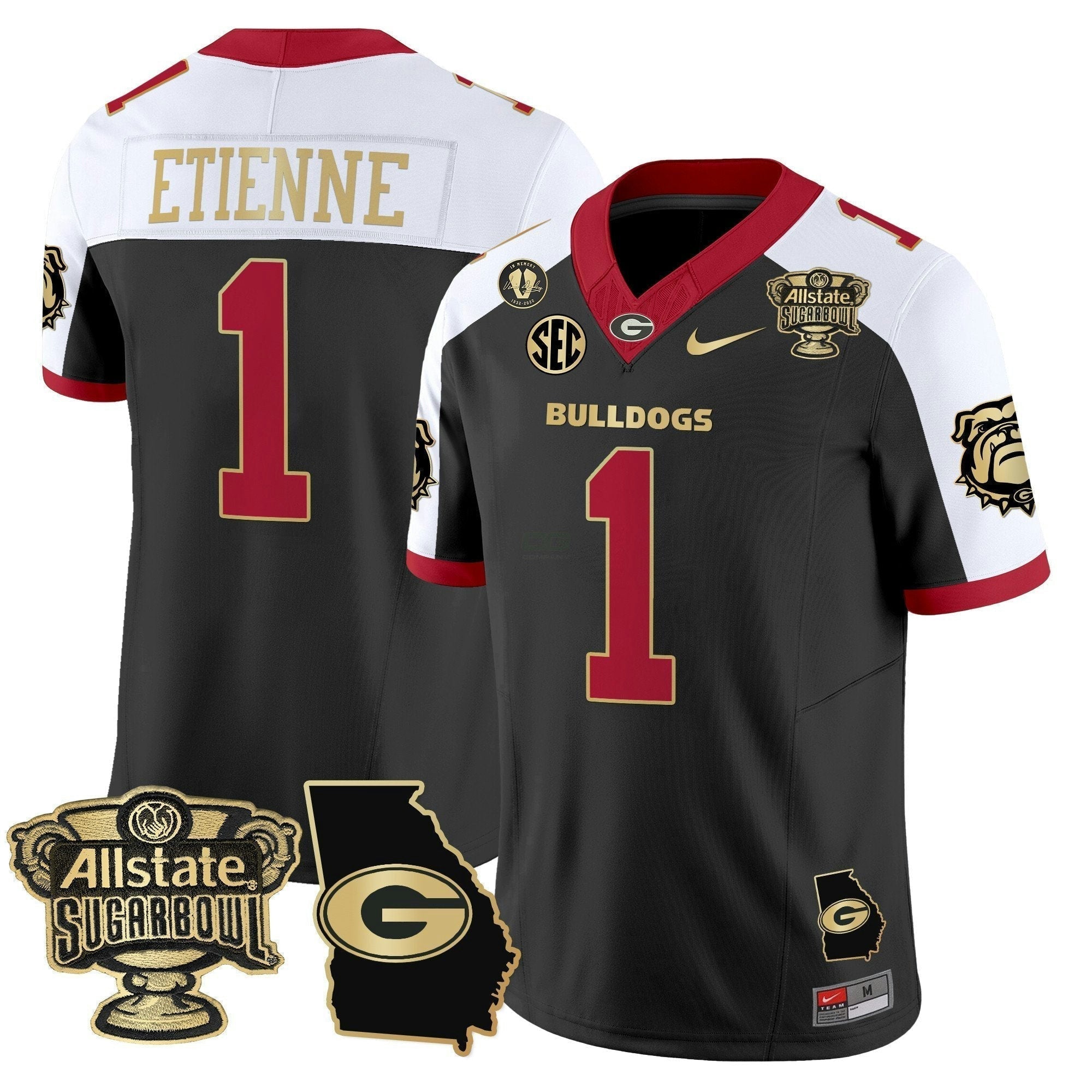 Camisa NCAA 2025 Sugar Bowl & Georgia Map Patch Vapor Limited Jersey N2