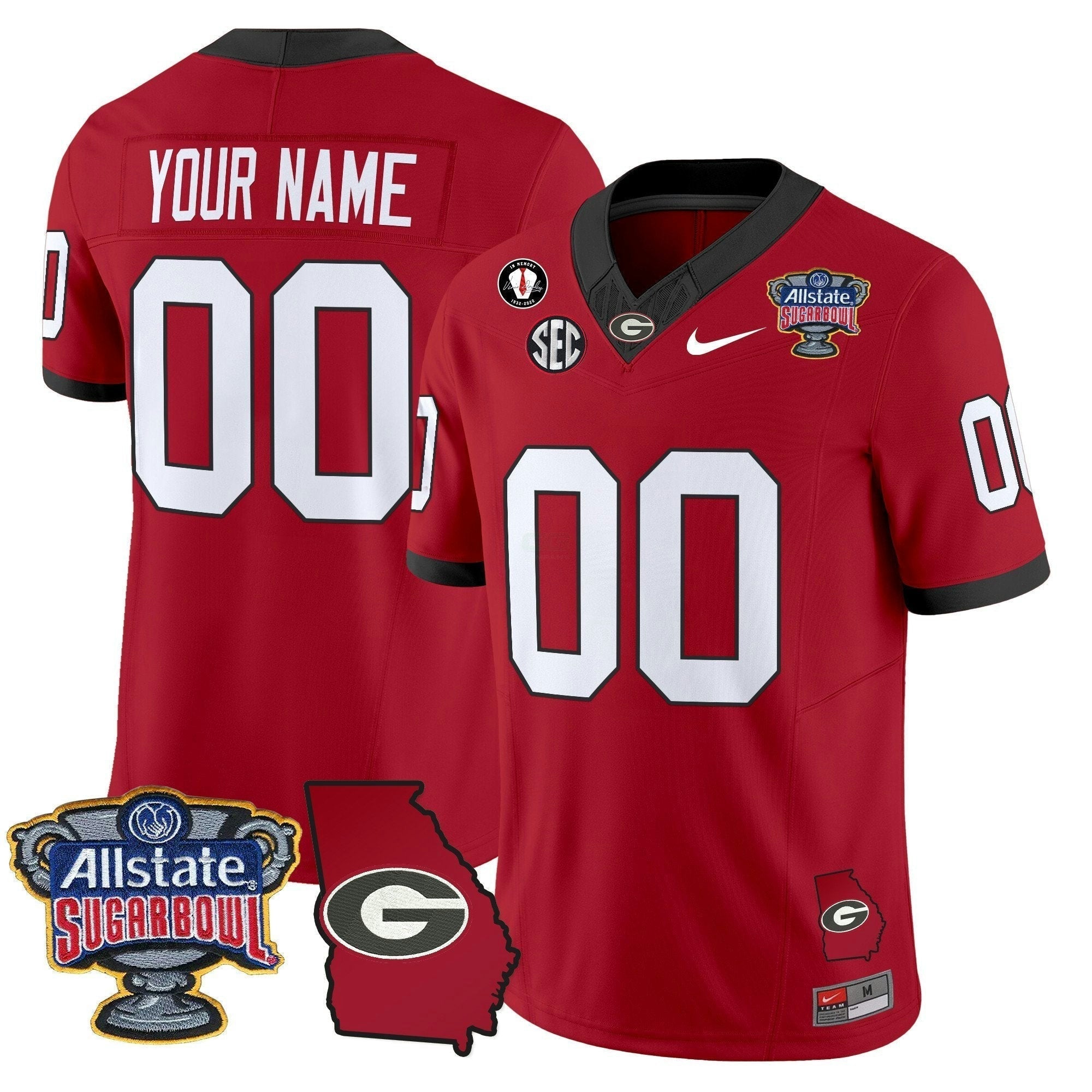 Camisa NCAA 2025 Sugar Bowl & Georgia Map Patch Vapor Limited Jersey N2