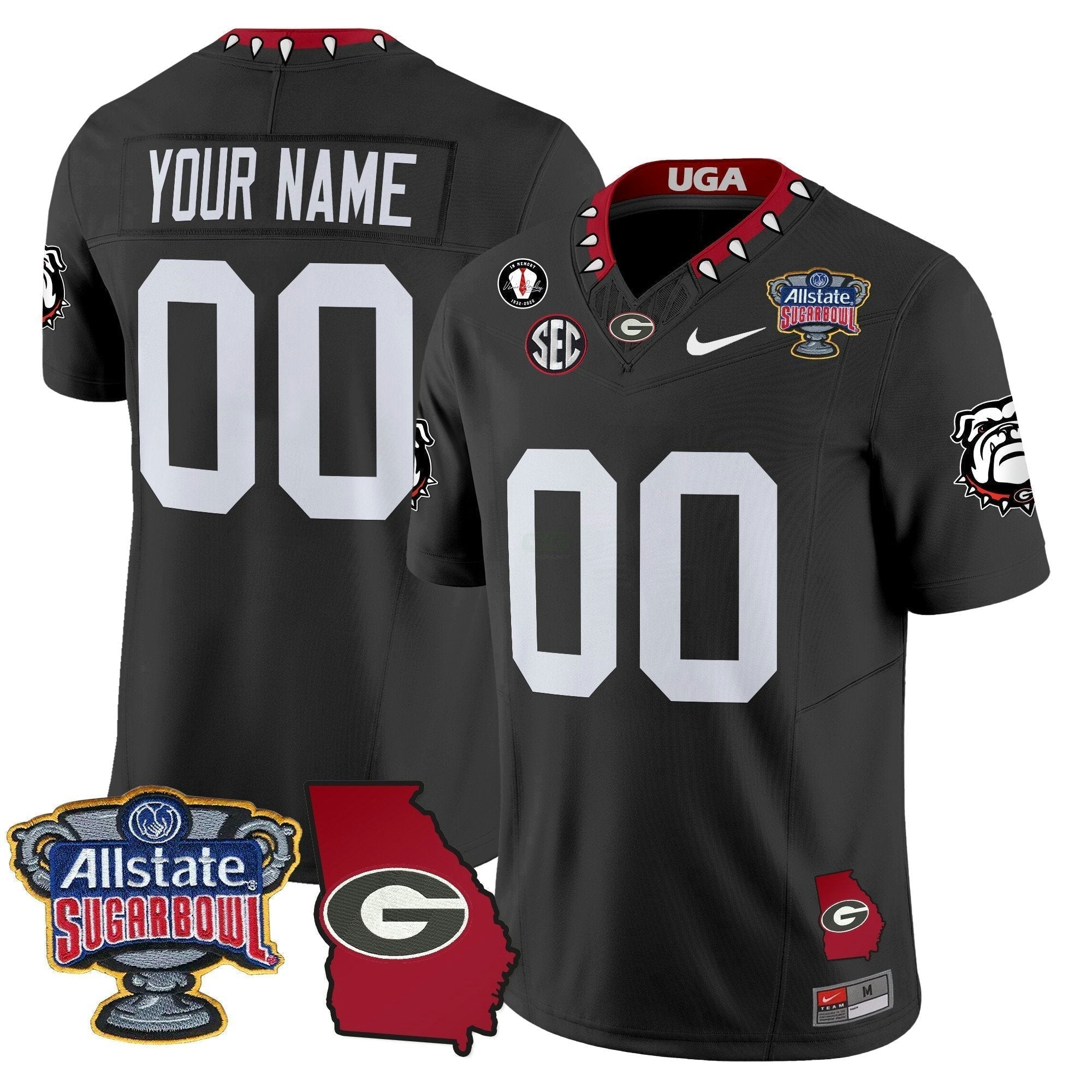 Camisa NCAA 2025 Sugar Bowl & Georgia Map Patch Vapor Limited Jersey