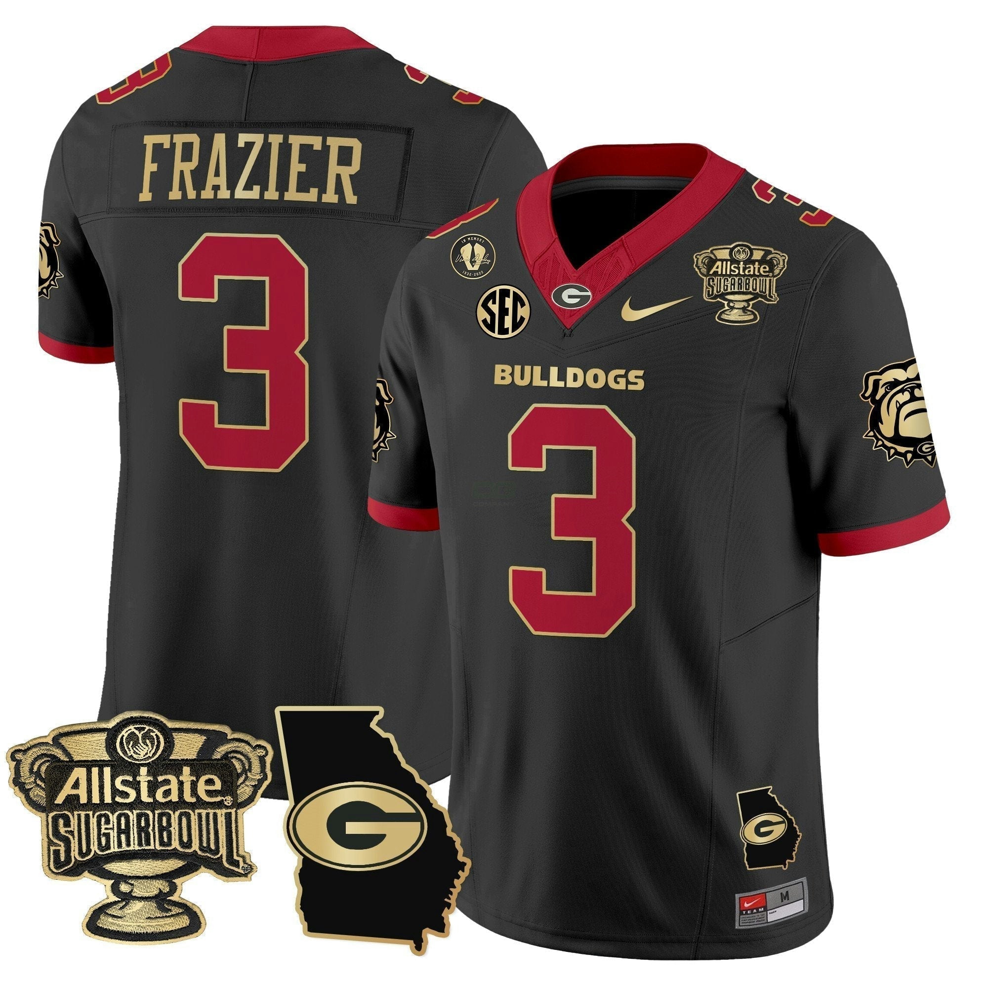 Camisa NCAA 2025 Sugar Bowl & Georgia Map Patch Vapor Limited Jersey