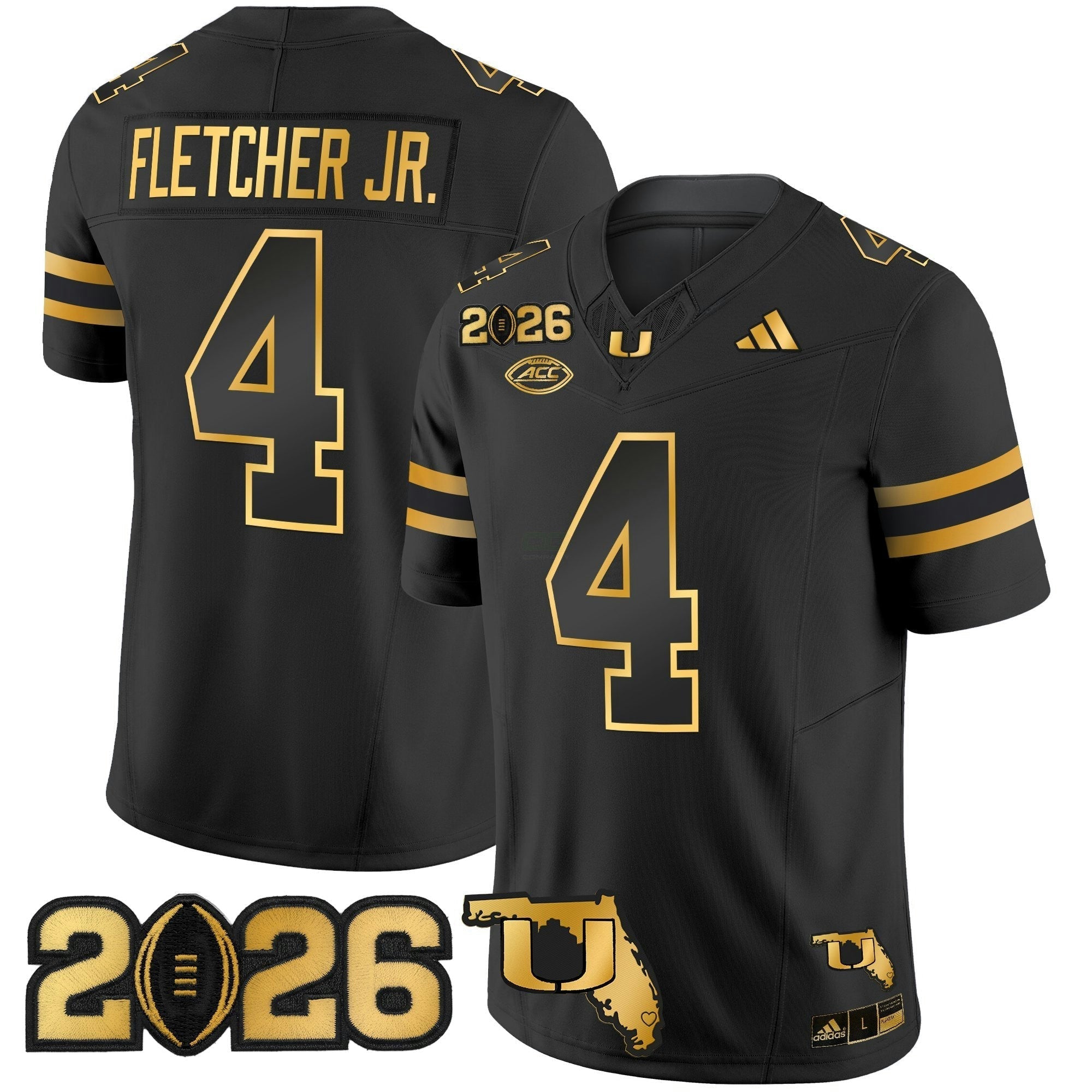 Camisa NCAA 2026 College Football Playoff Final & Florida Patch Dourada Vapor Limited Jersey