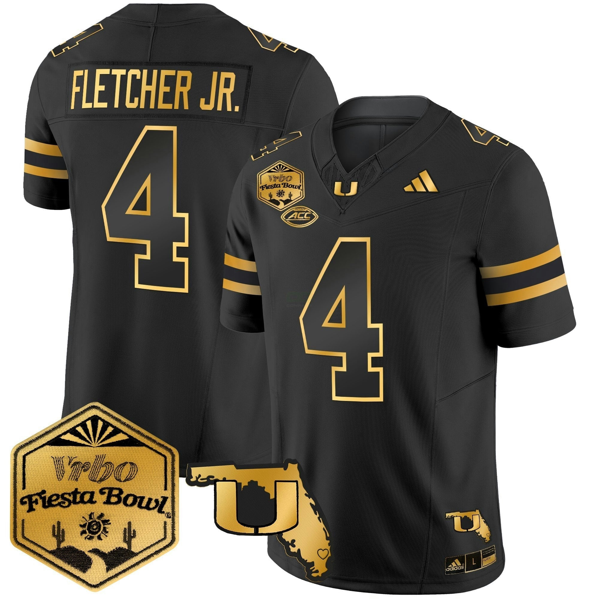 Camisa NCAA 2026 The Fiesta Bowl & Florida Patch Dourada Vapor Limited Jersey