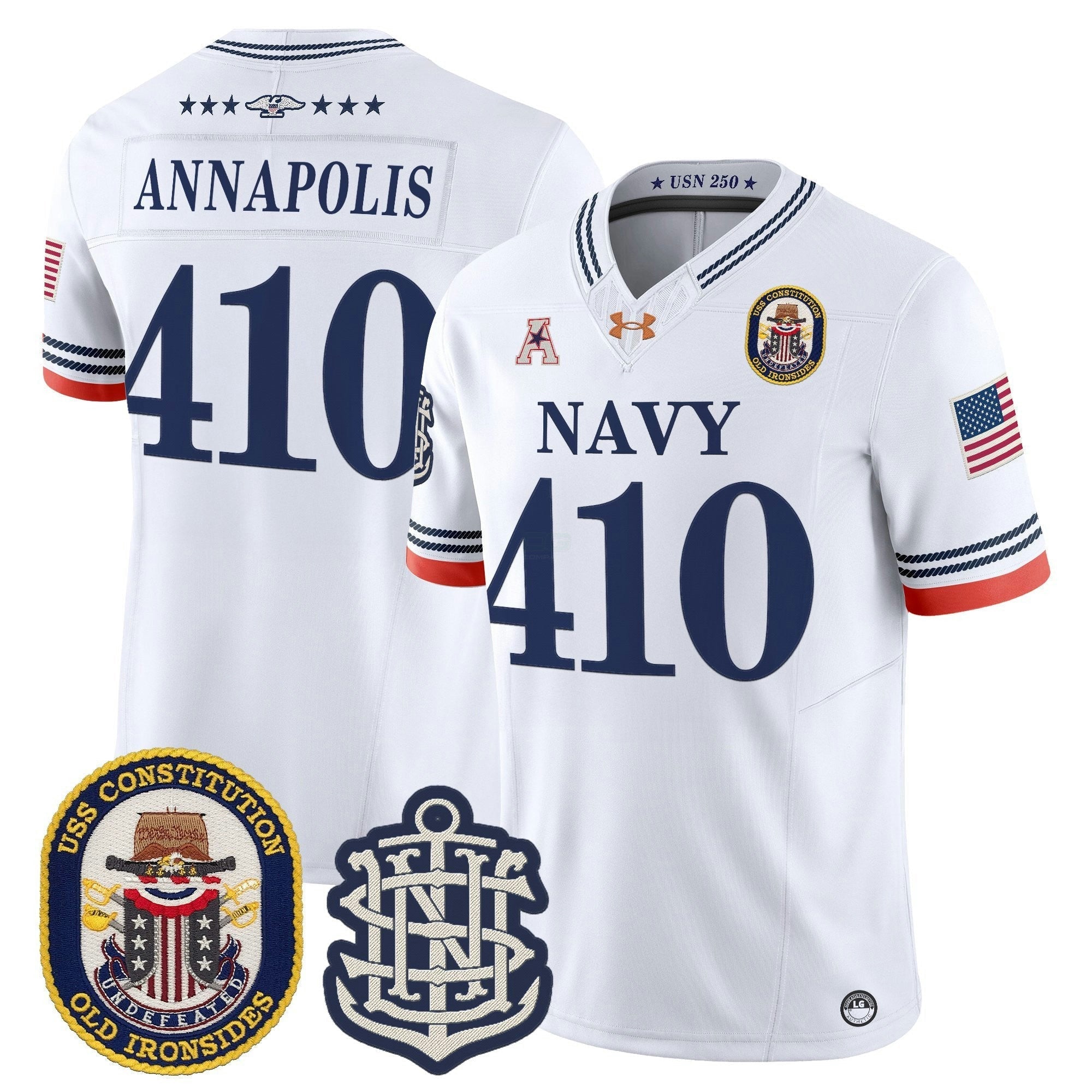Camisa NCAA 250th Anniversary Vapor Limited Jersey - USS Constitution Patch - Stitched