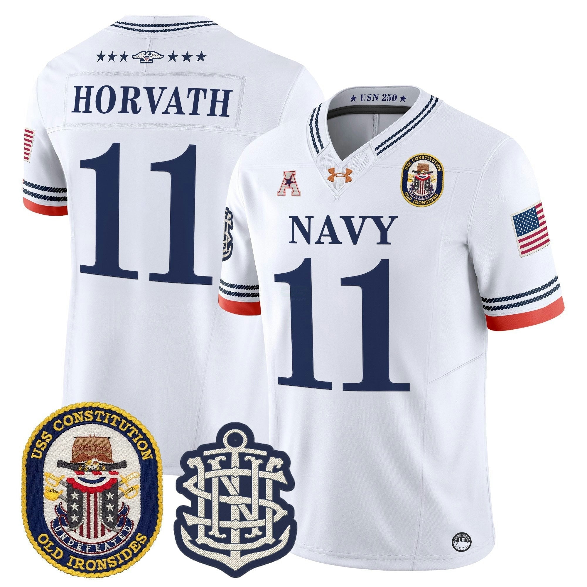 Camisa NCAA 250th Anniversary Vapor Limited Jersey - USS Constitution Patch - Stitched
