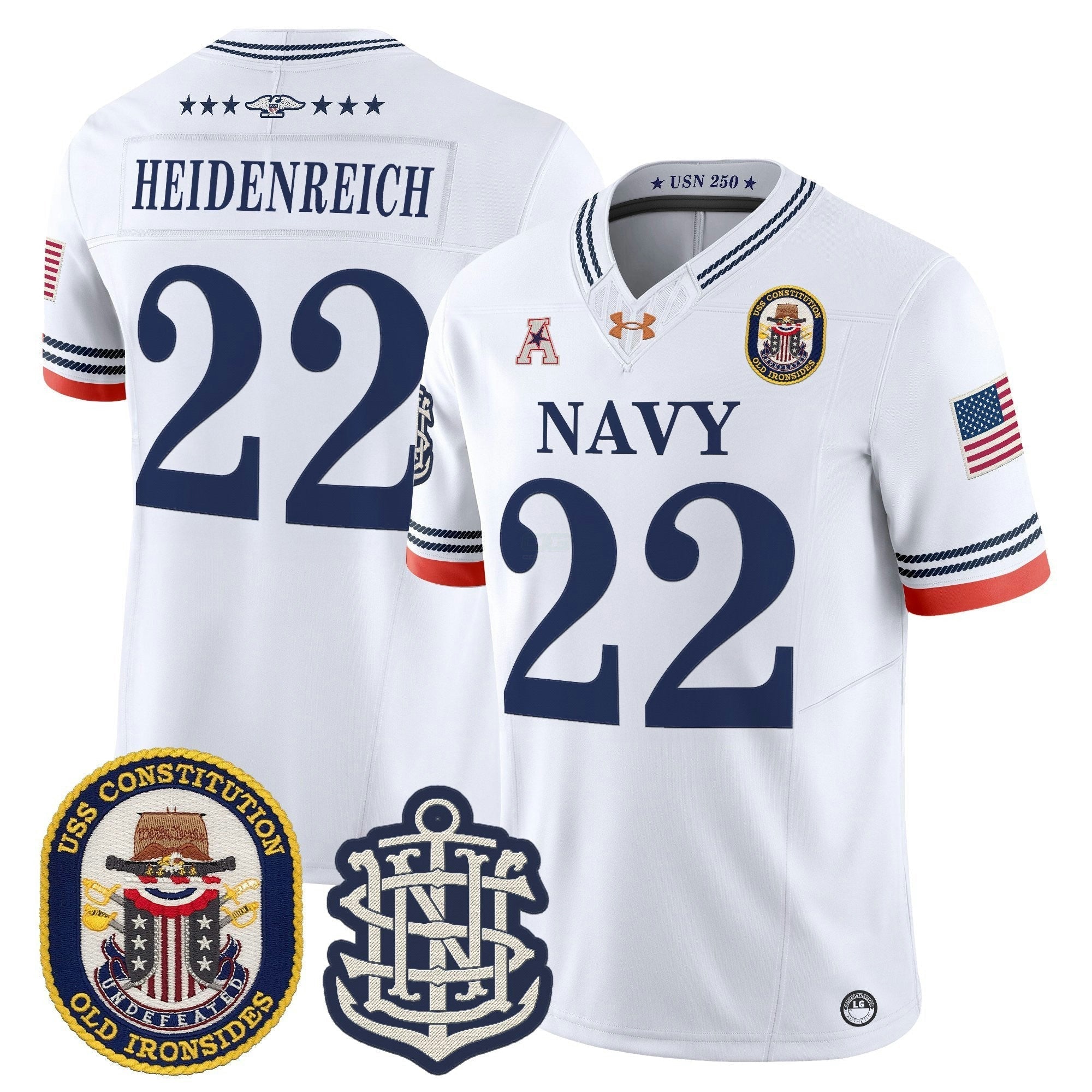 Camisa NCAA 250th Anniversary Vapor Limited Jersey - USS Constitution Patch - Stitched