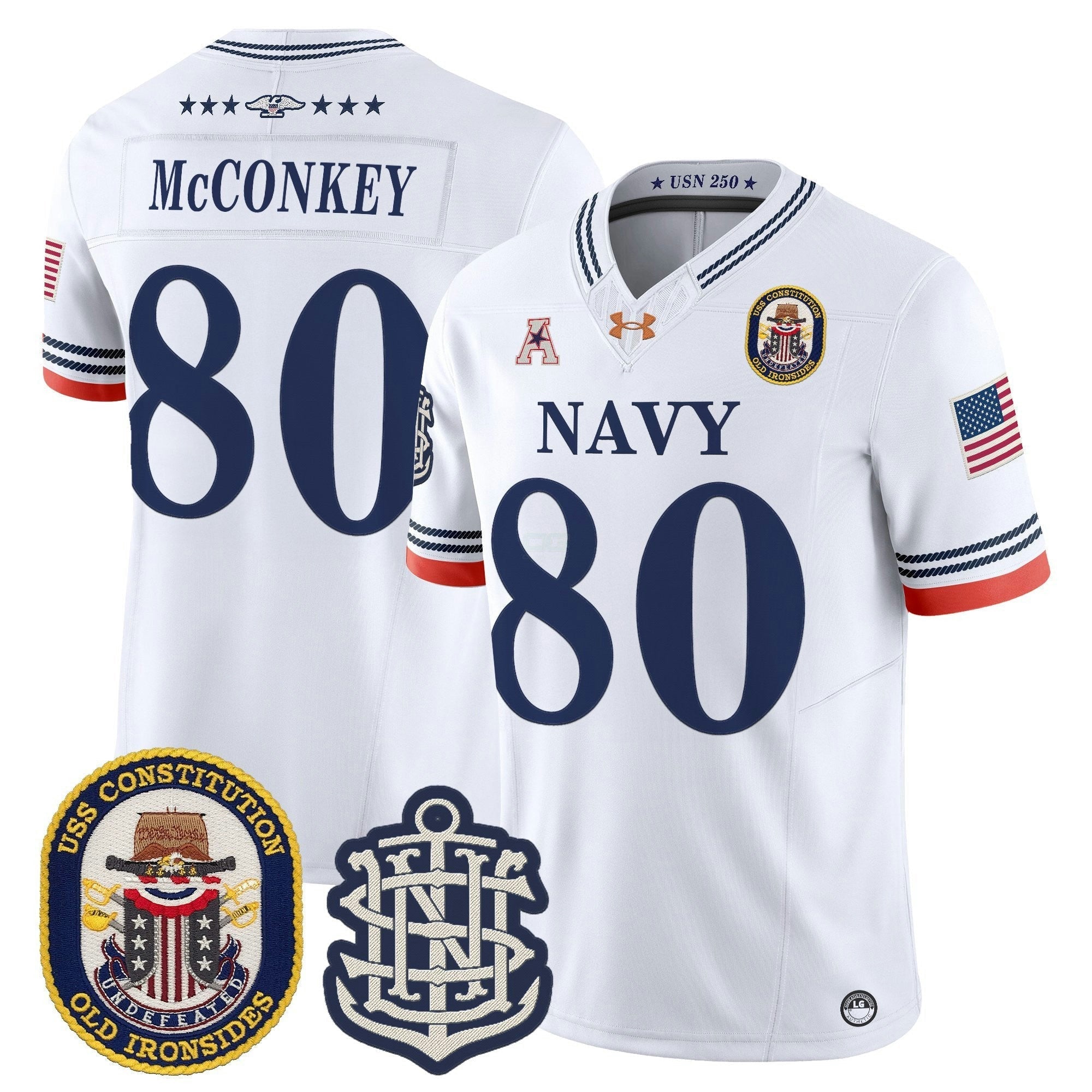 Camisa NCAA 250th Anniversary Vapor Limited Jersey - USS Constitution Patch - Stitched