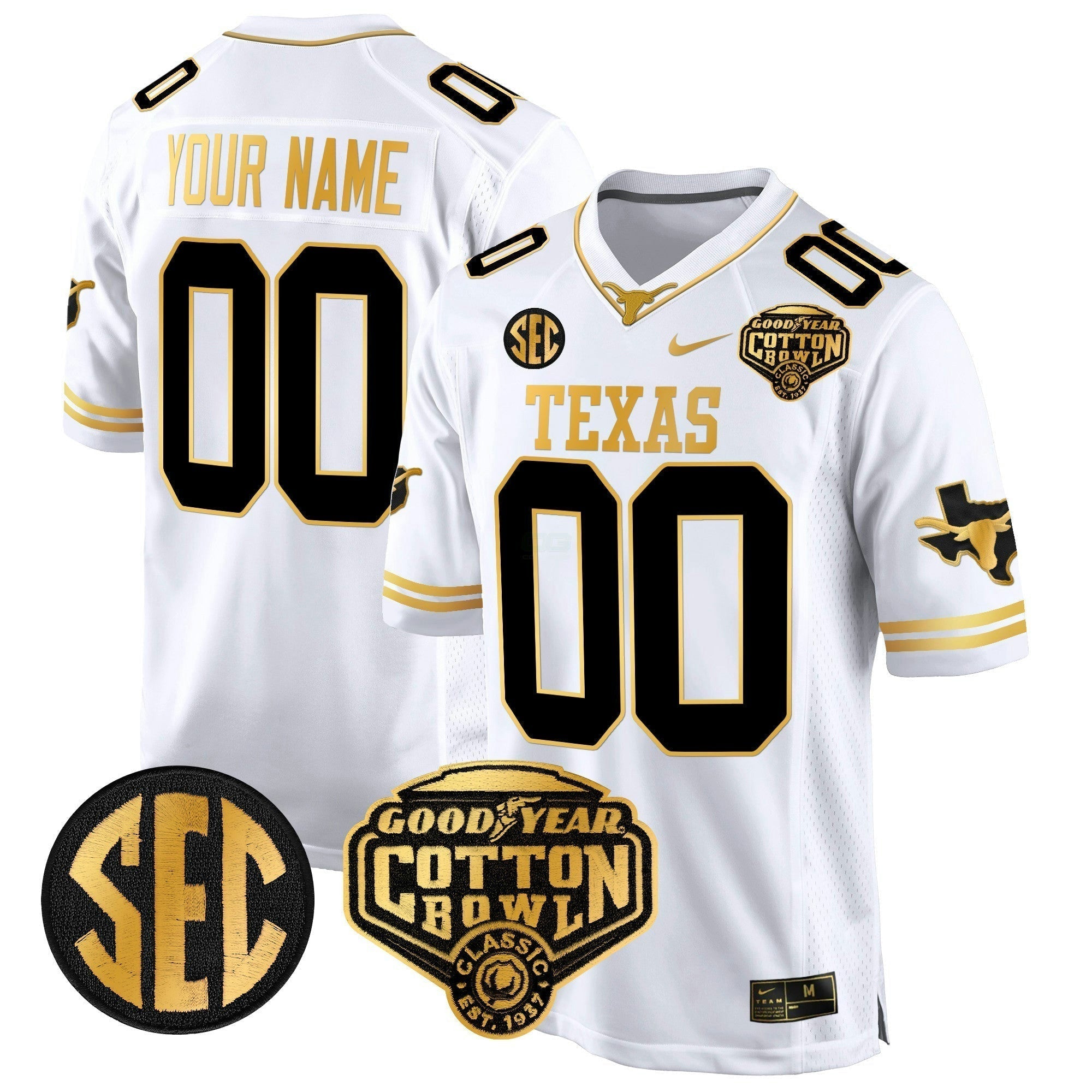 Camisa NCAA Cotton Bowl Patch Dourada Game Jersey