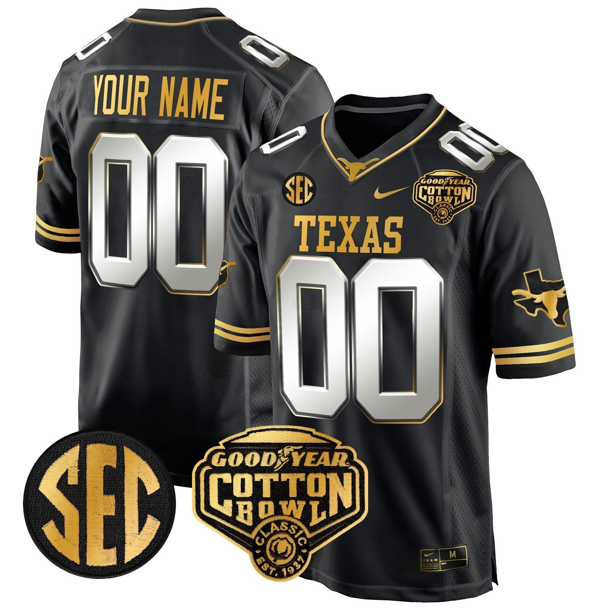 Camisa NCAA Cotton Bowl Patch Dourada Game Jersey