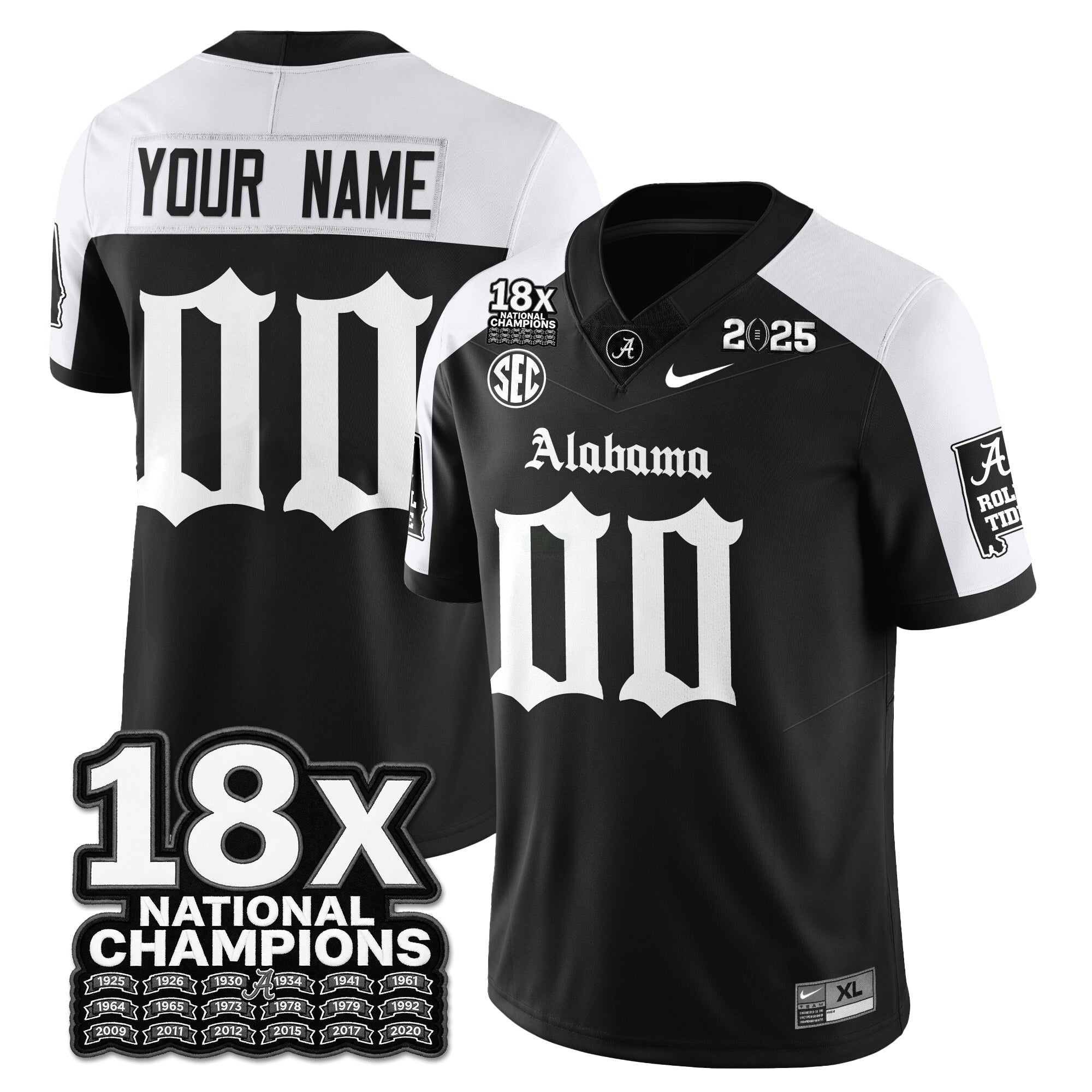 Camisa NCAA Custom 18x-Time National Champions Gothic Vapor Limited Jersey