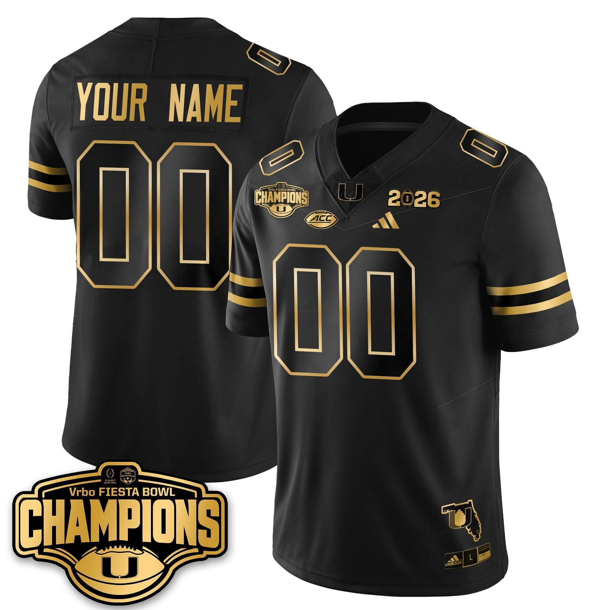 Camisa NCAA Custom Football Vapor Limited Dourada Jersey - Fiesta Bowl Champions