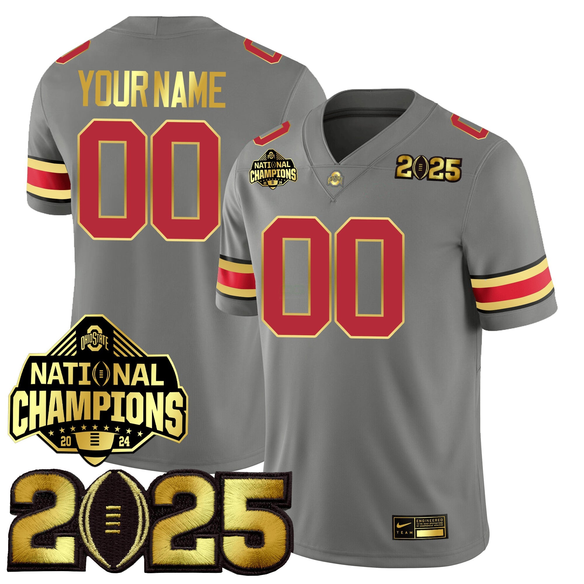 Camisa NCAA Custom Gold Edition Jersey - College Football Playoff Final + National Champions Patch