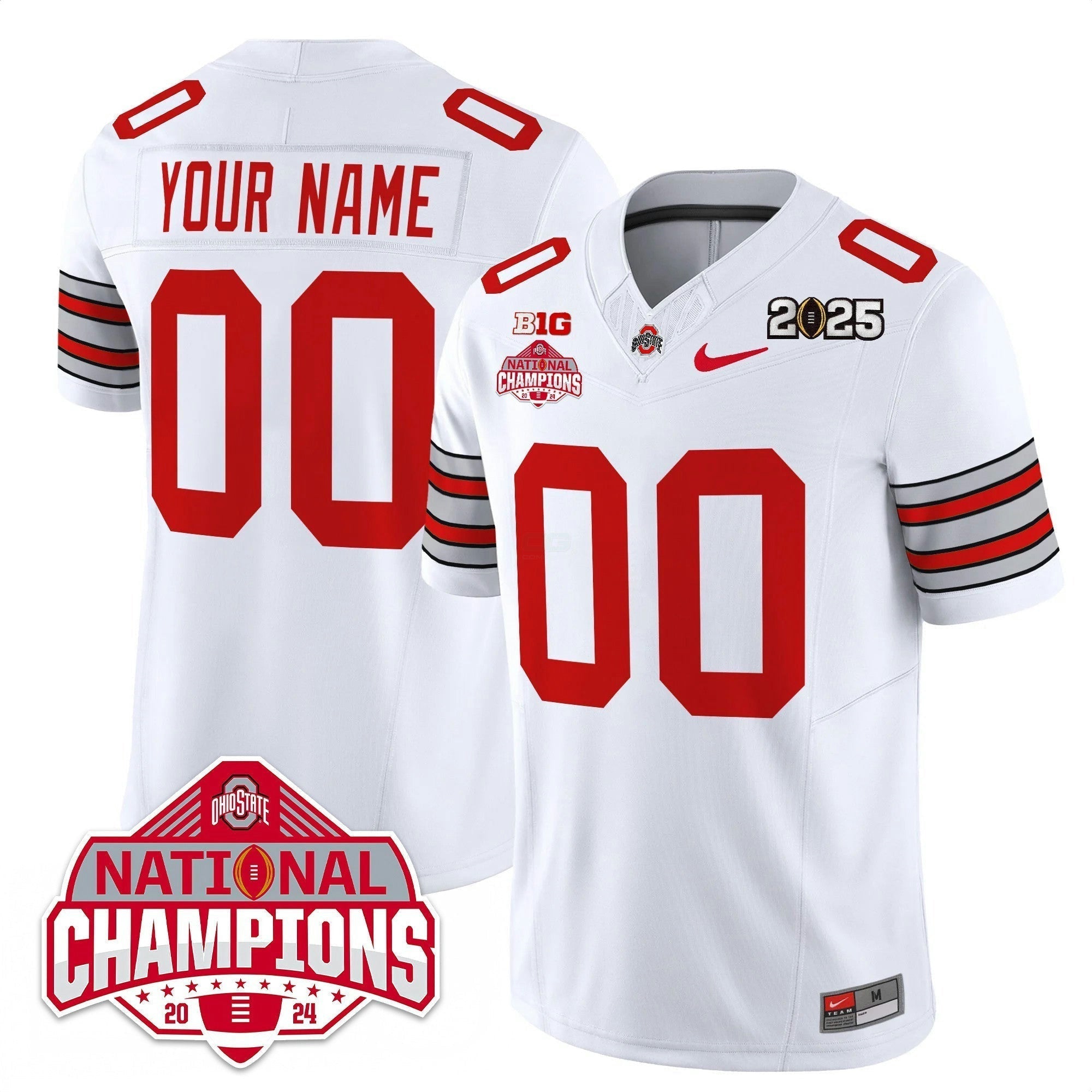 Camisa NCAA Custom Name/Gender 'Heritage Stripe' 2025 College Football Playoff Patch - National Champions Jersey
