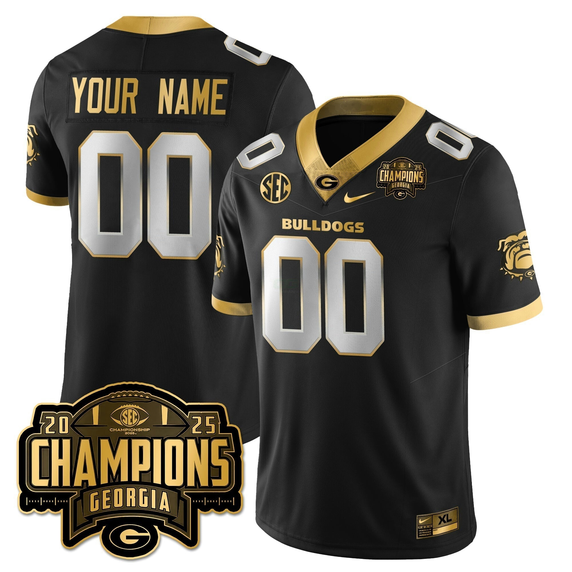 Camisa NCAA Custom Vapor Limited Dourada Jersey - SEC Football Champions