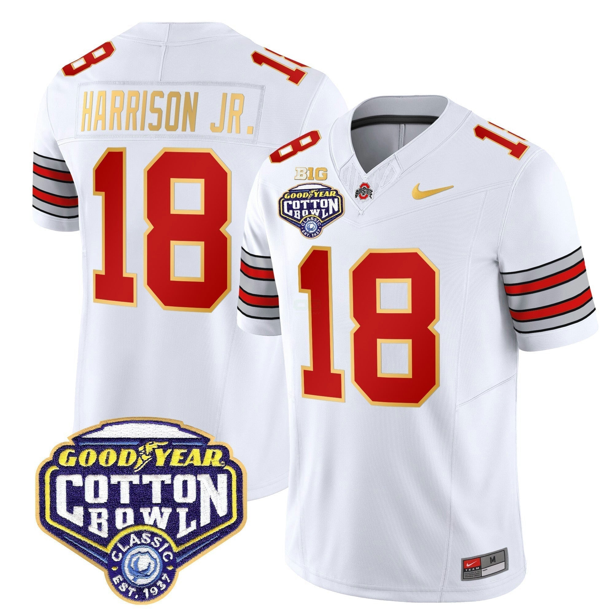 Camisa NCAA 'Heritage Stripe' Cotton Bowl Patch Dourada Trim Vapor Limited Jersey