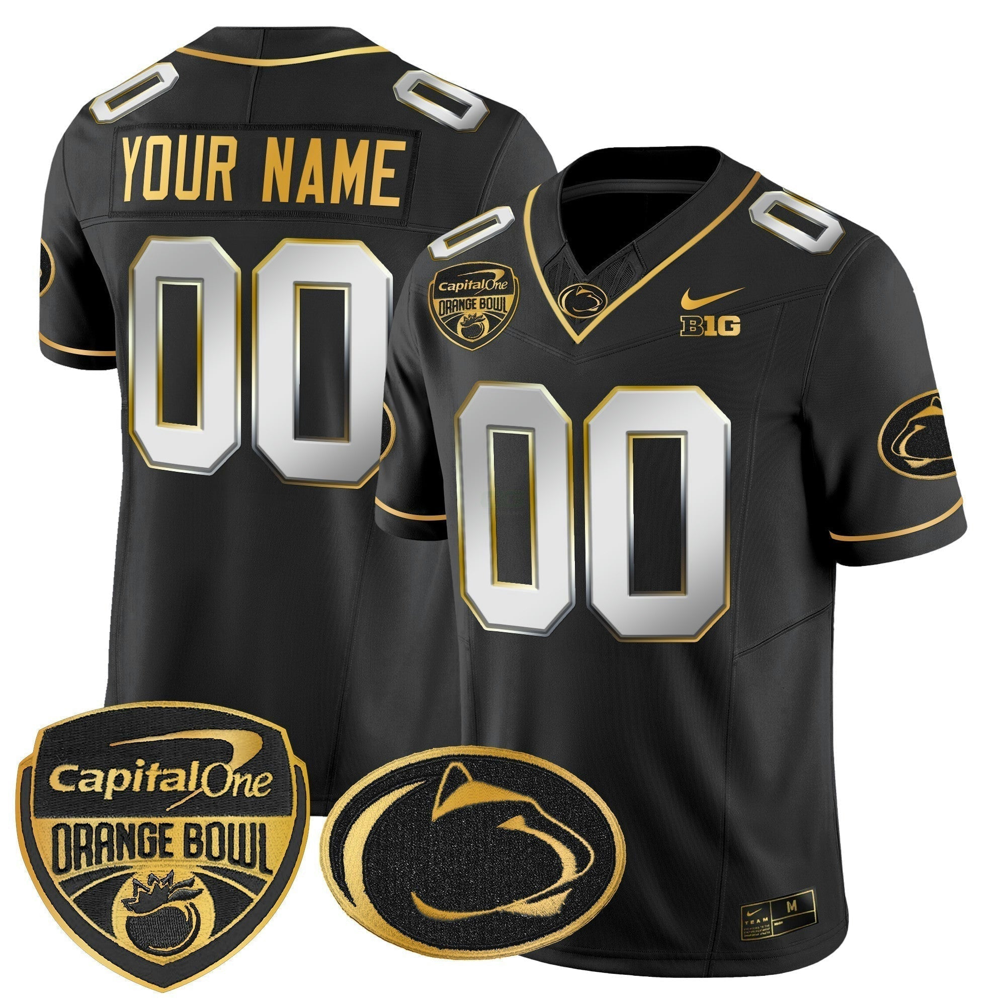 Camisa NCAA Laranja Bowl Patch Dourada Vapor Limited Jersey V2