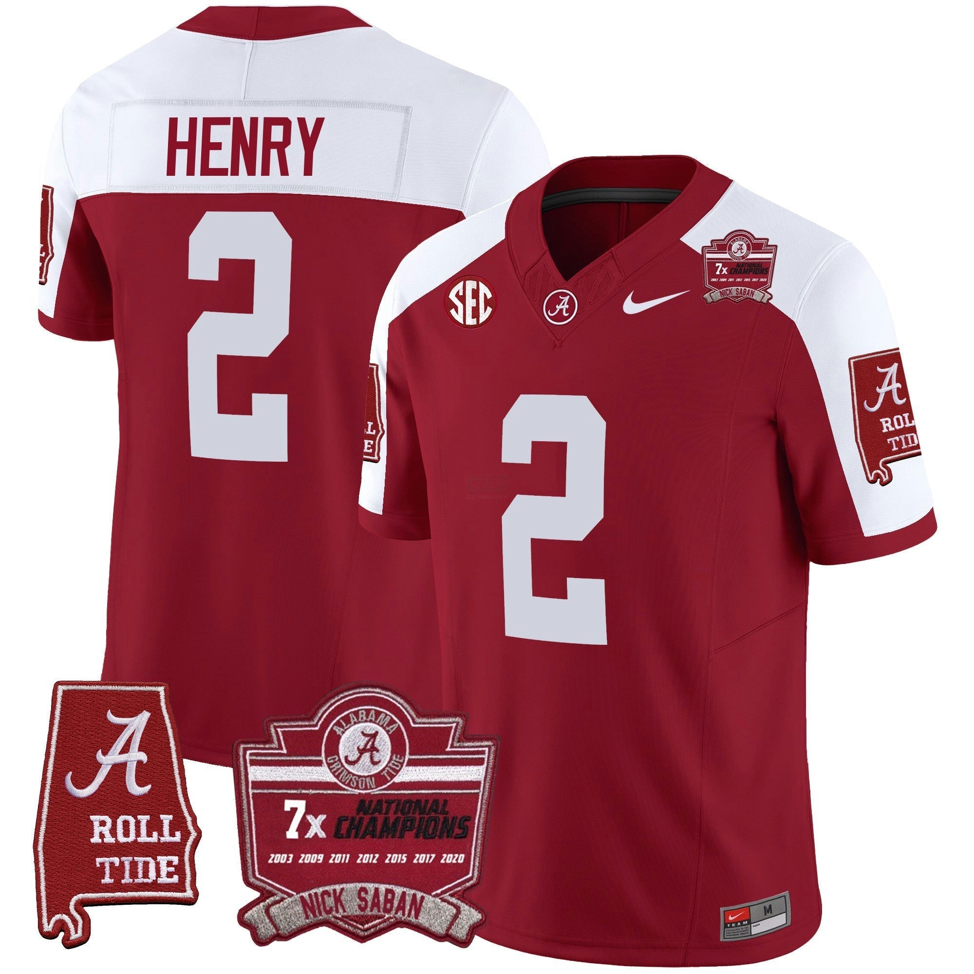 Camisa NCAA Nick Saban 7x Champions Patch Vapor Jersey