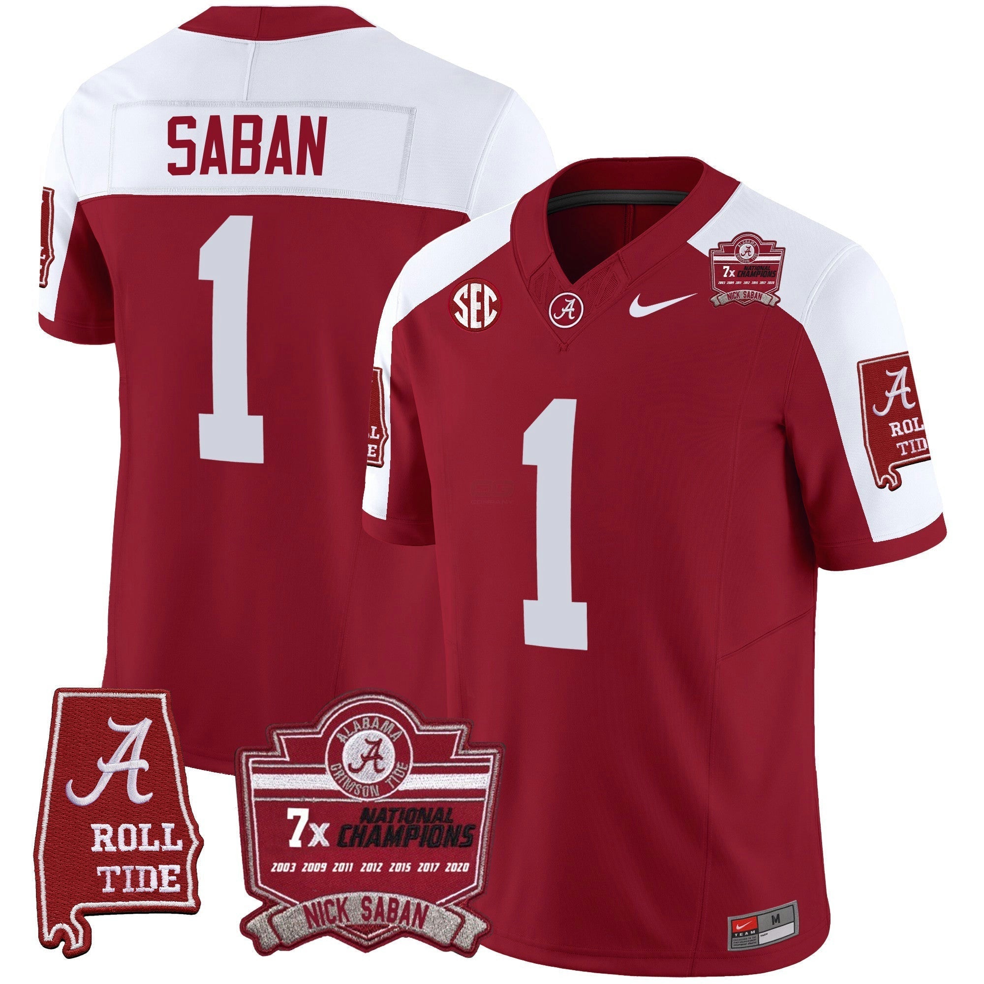 Camisa NCAA Nick Saban 7x Champions Patch Vapor Jersey