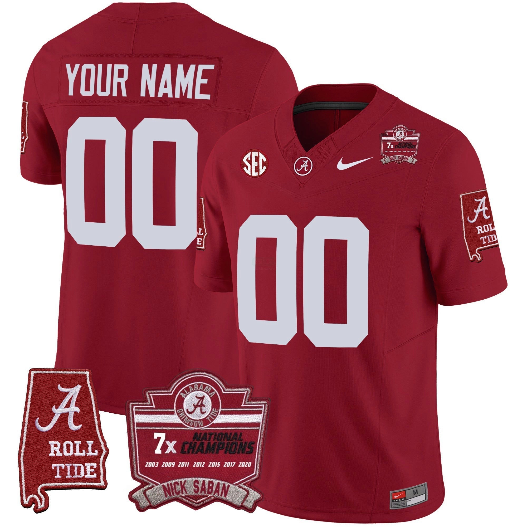 Camisa NCAA Nick Saban 7x Champions Patch Vapor Jersey