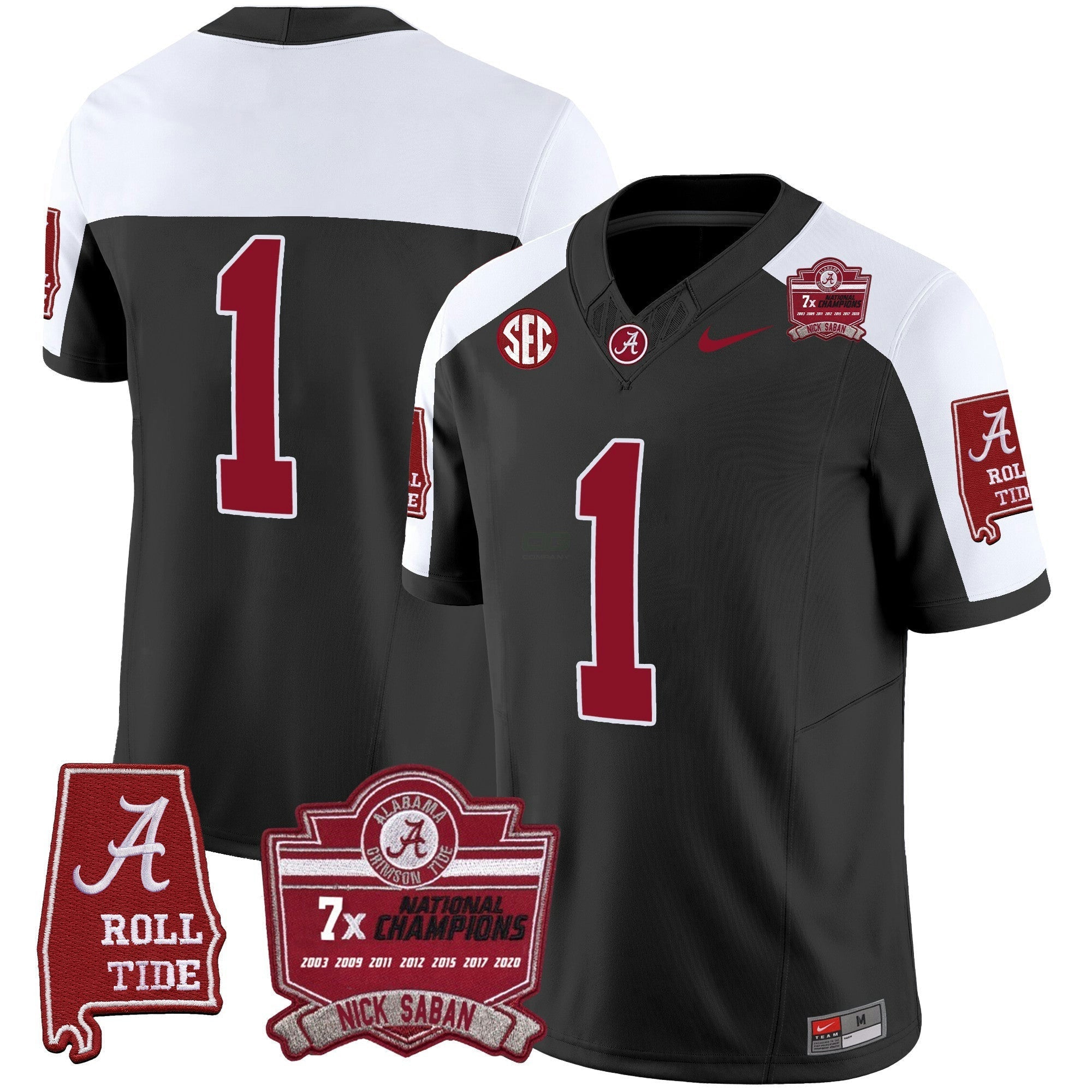 Camisa NCAA Nick Saban 7x Champions Patch Vapor Jersey
