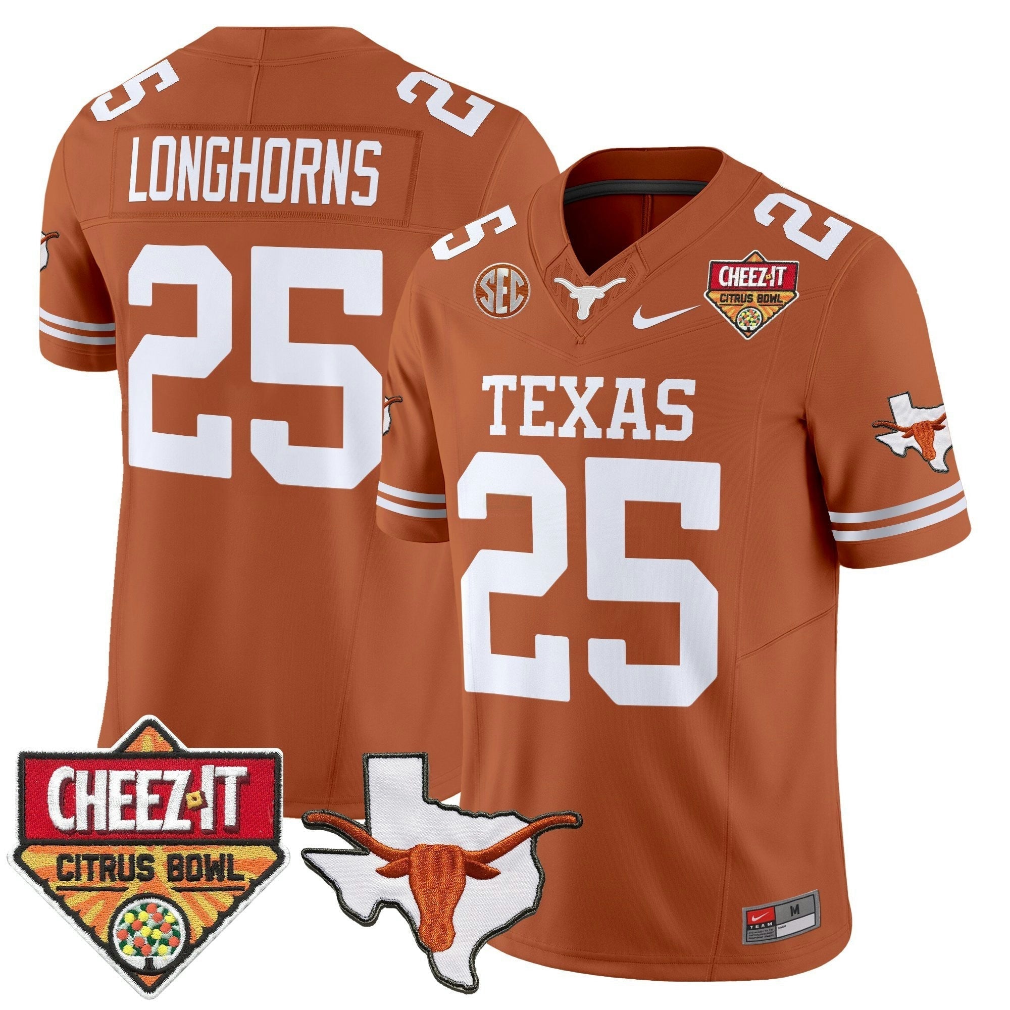 Camisa NCAA Tex 2025 Cheez-It Citrus Bowl Patch Vapor Limited Jersey