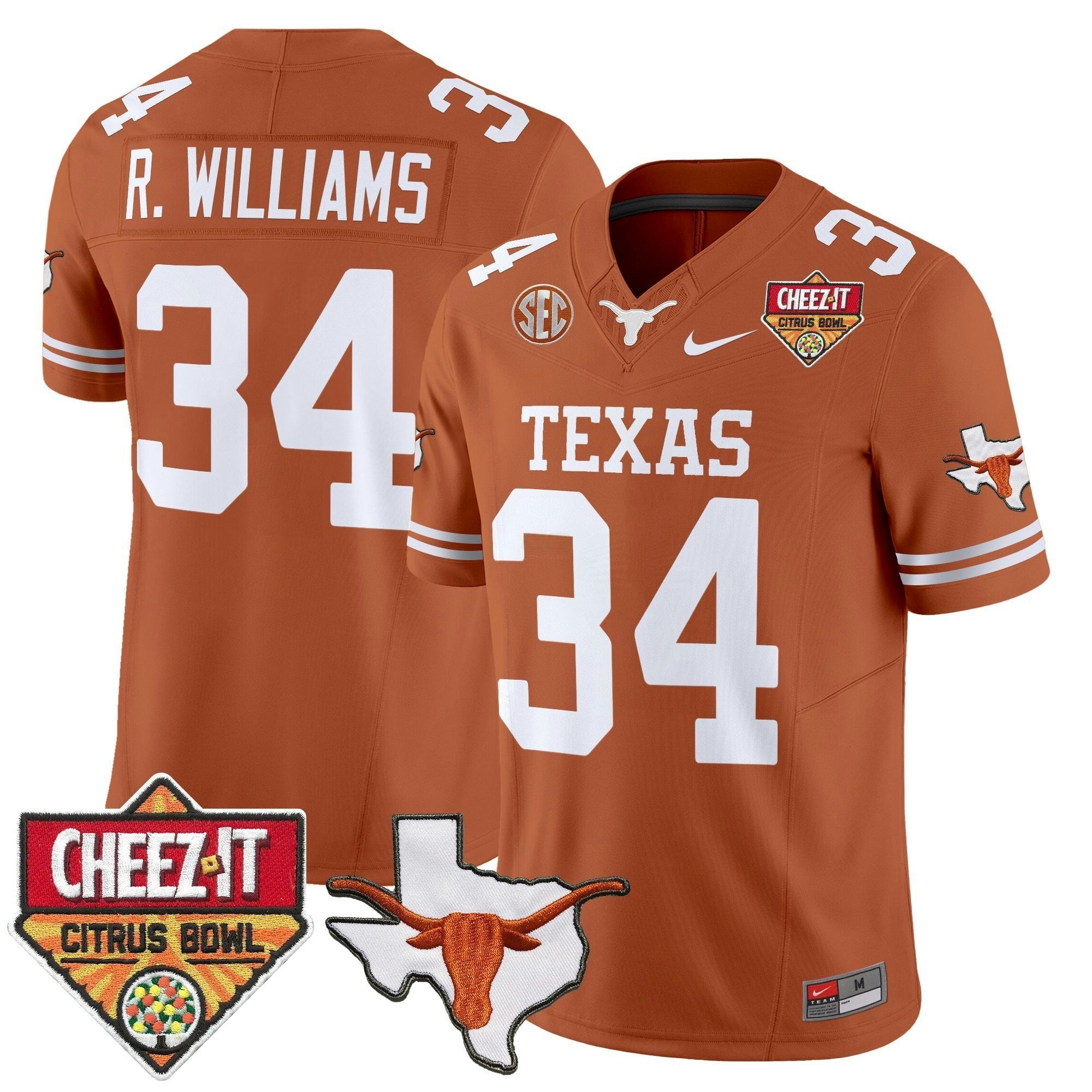Camisa NCAA Tex 2025 Cheez-It Citrus Bowl Patch Vapor Limited Jersey