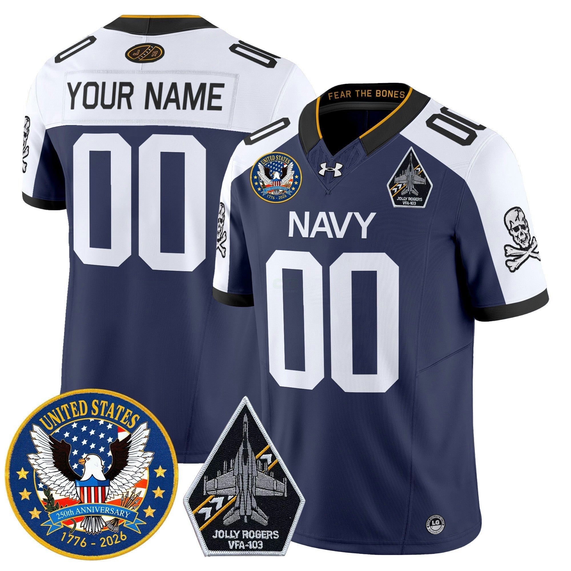 Camisa NCAA "United States 250th Anniversary Patch" Vapor Limited Jersey - Jolly Rogers Edition