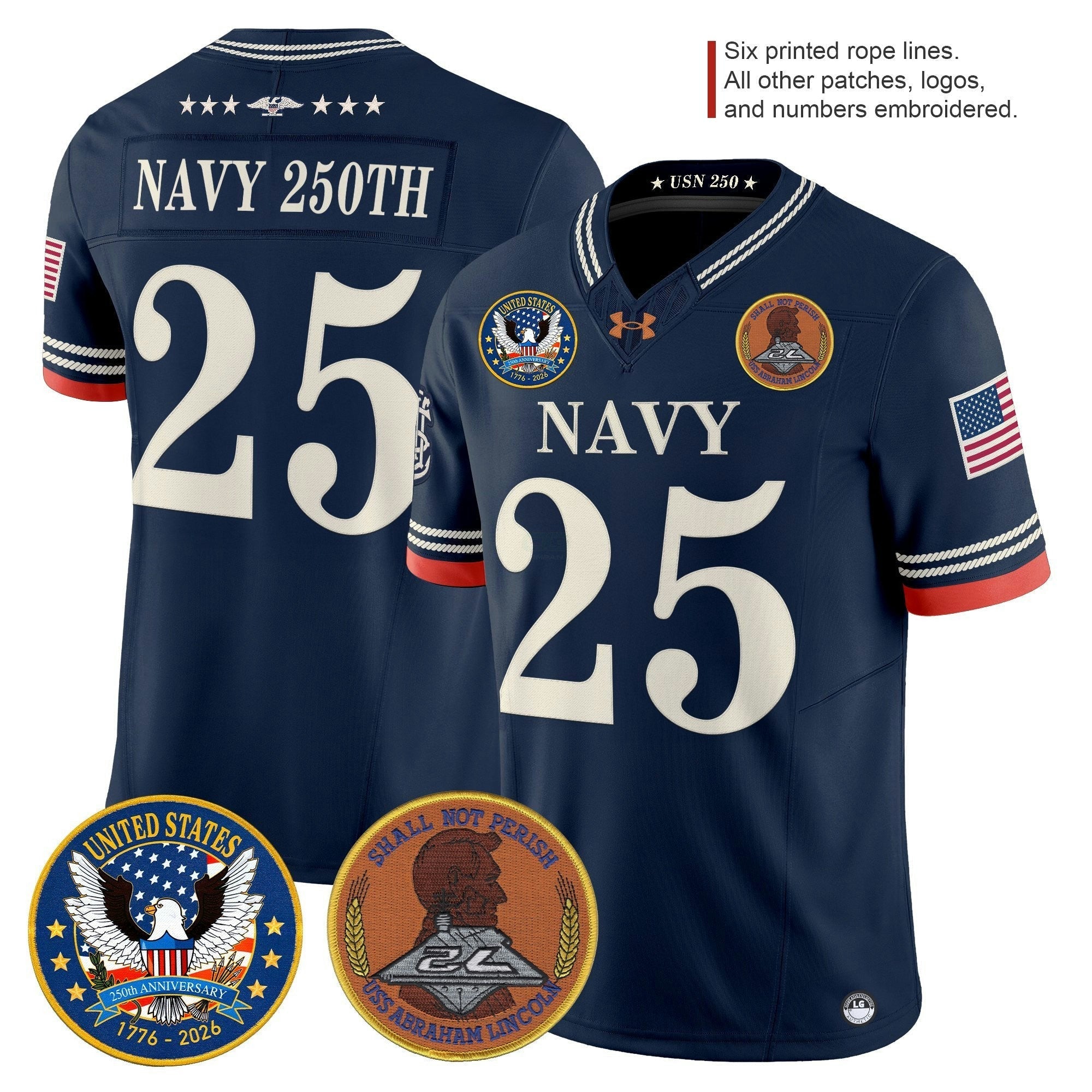Camisa NCAA "United States 250th Anniversary Patch" Vapor Limited Jersey - Stitched