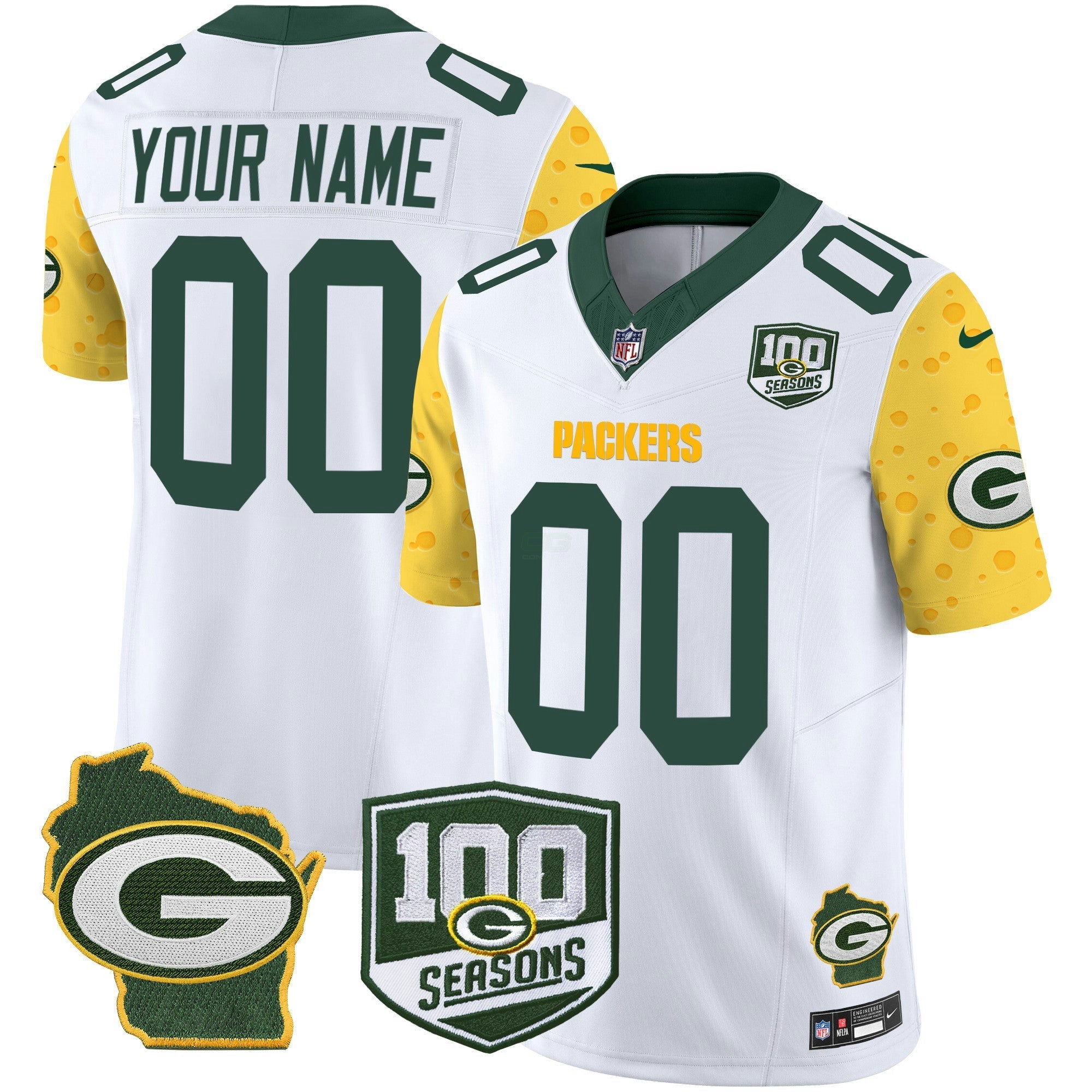 Camisa NFL 100th Season & Home Patch Cheese Vapor Limited Jersey