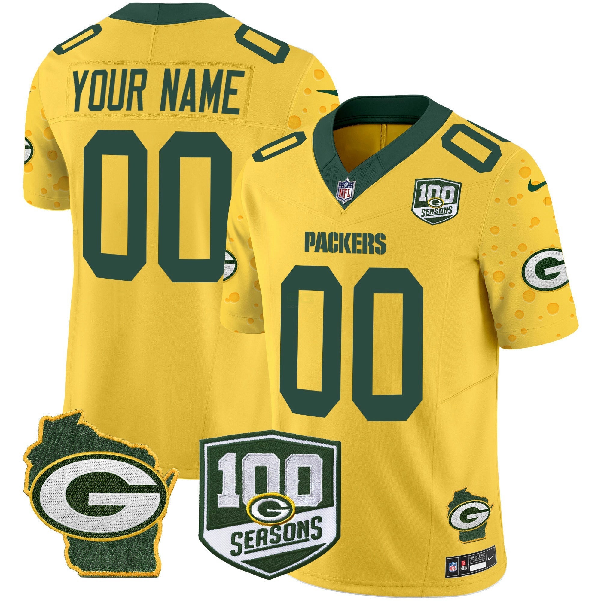 Camisa NFL 100th Season & Home Patch Cheese Vapor Limited Jersey