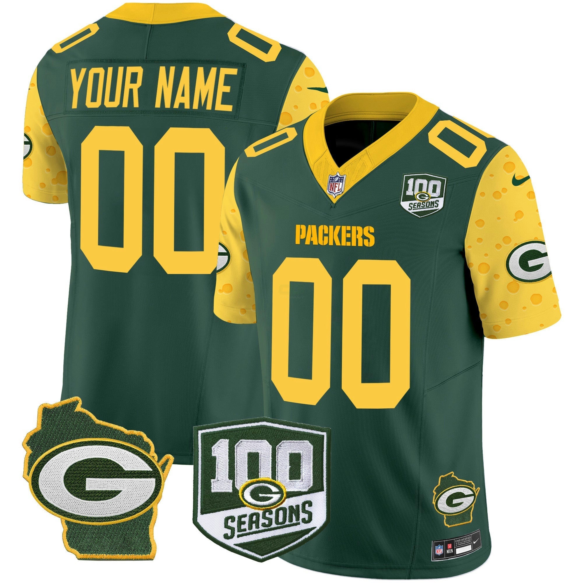 Camisa NFL 100th Season & Home Patch Cheese Vapor Limited Jersey