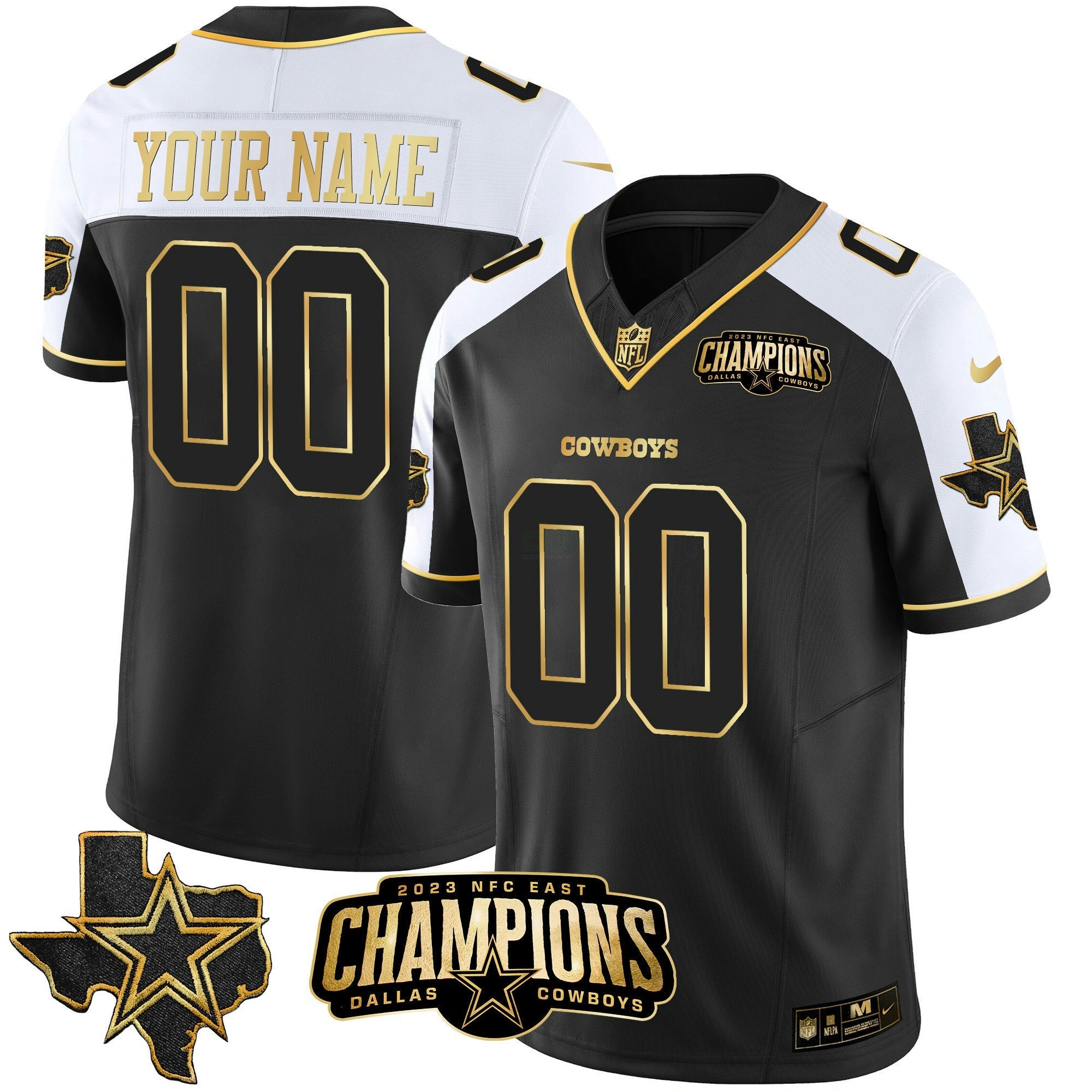Camisa NFL 2023 NFC East Champions Patch Dourada Vapor Jersey
