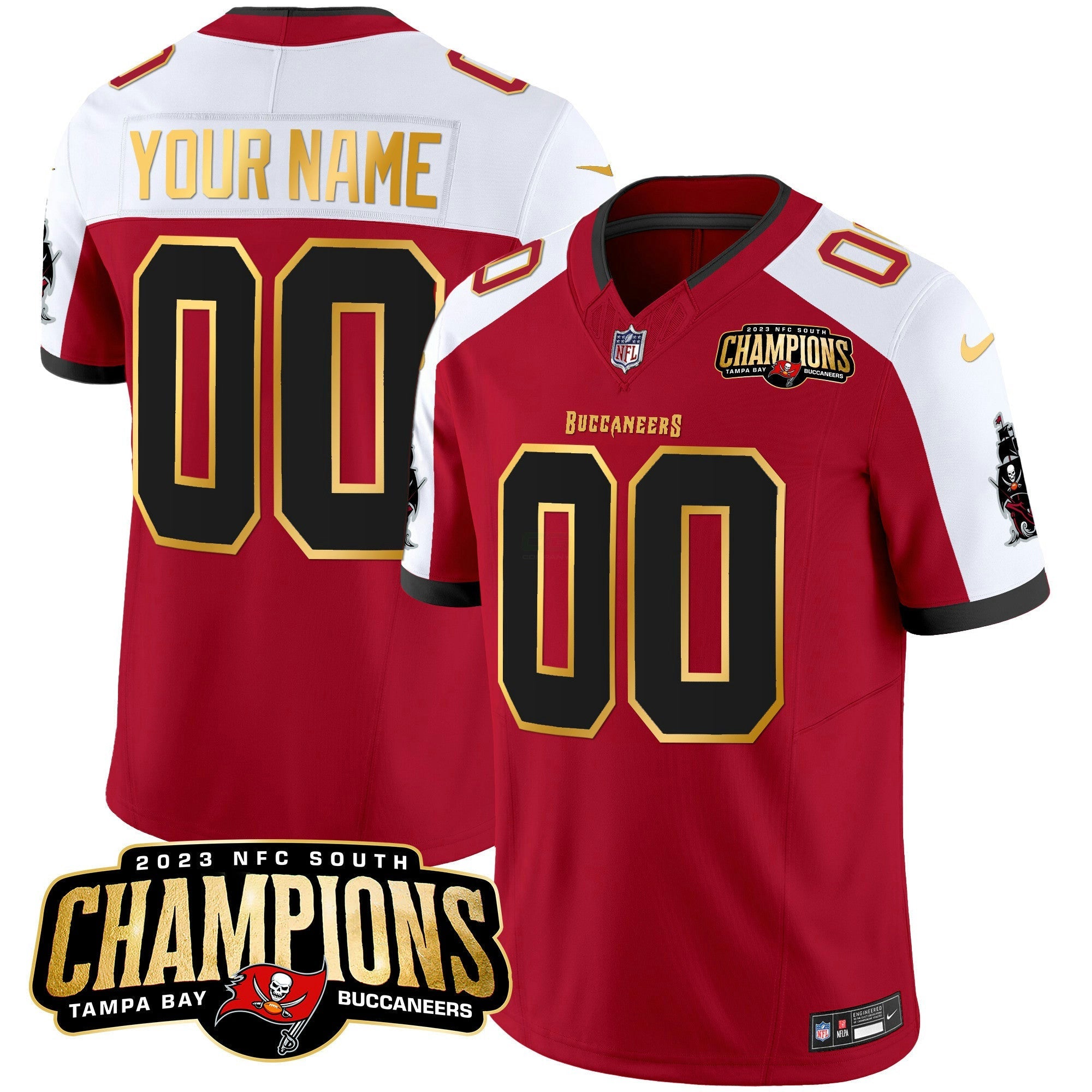 Camisa NFL 2023 NFC South Champions Patch Dourada Trim Vapor Jersey
