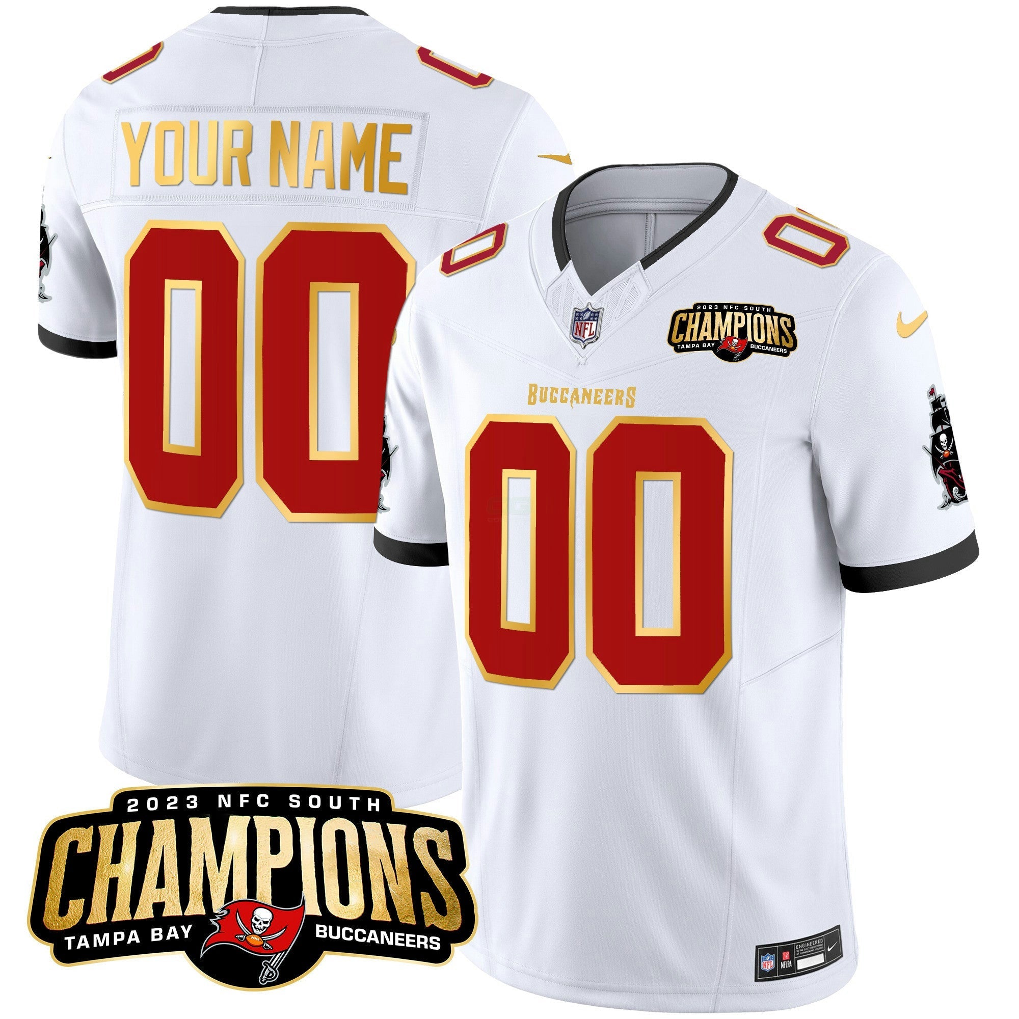 Camisa NFL 2023 NFC South Champions Patch Dourada Trim Vapor Jersey