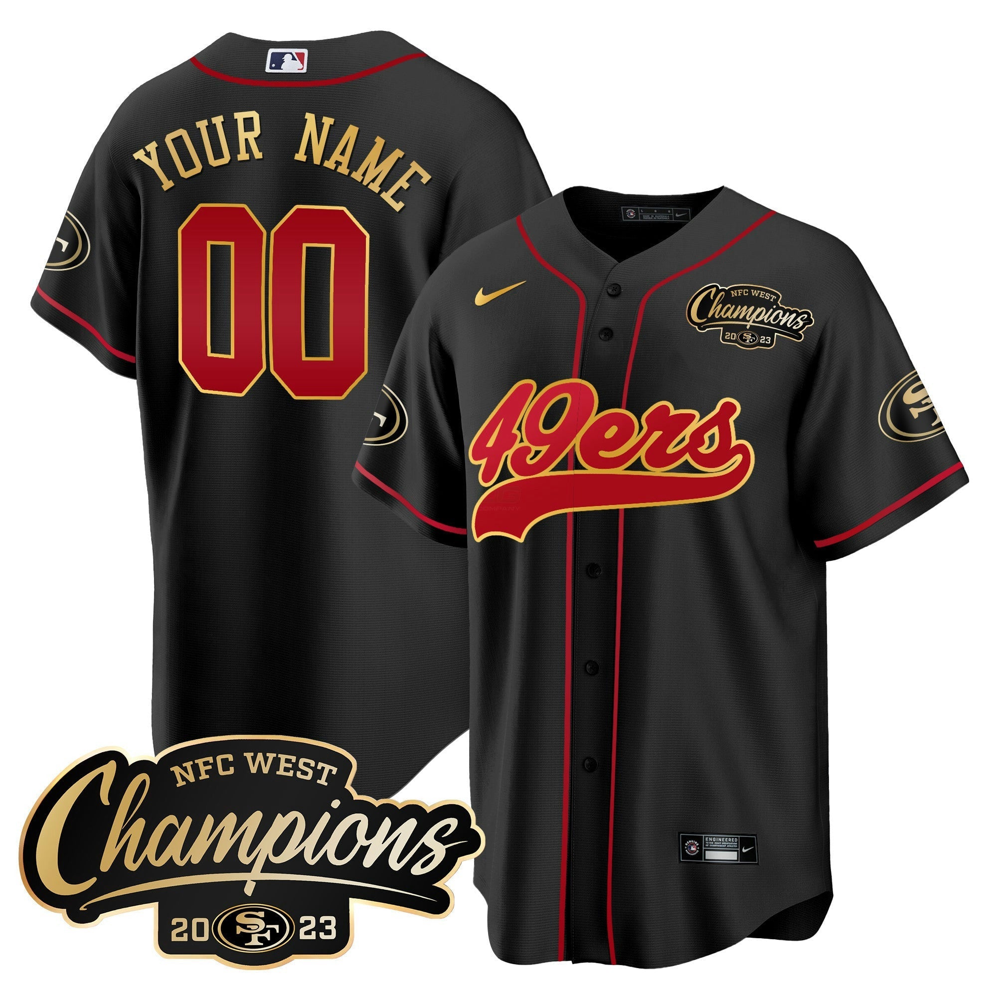 Camisa NFL 2023 NFC West Champions Baseball Gold Trim Jersey